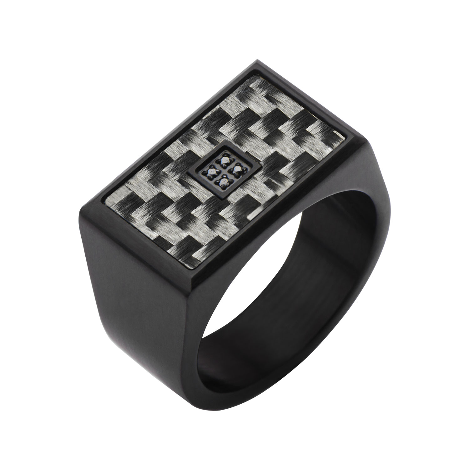 Black IP & Black Diamond Refined Gray Carbon Fiber Ring Ken Walker Jewelers Gig Harbor, WA