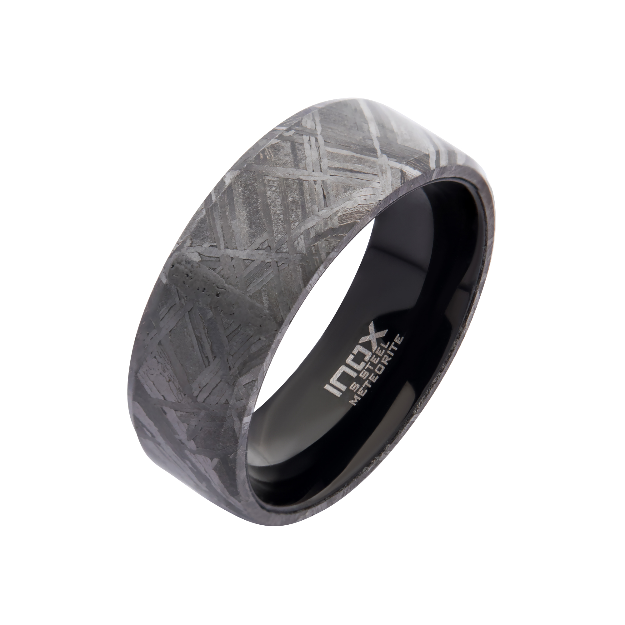 4mm Meteorite Inlay Black Plated Hammered Ring Carroll / Ochs Jewelers Monroe, MI
