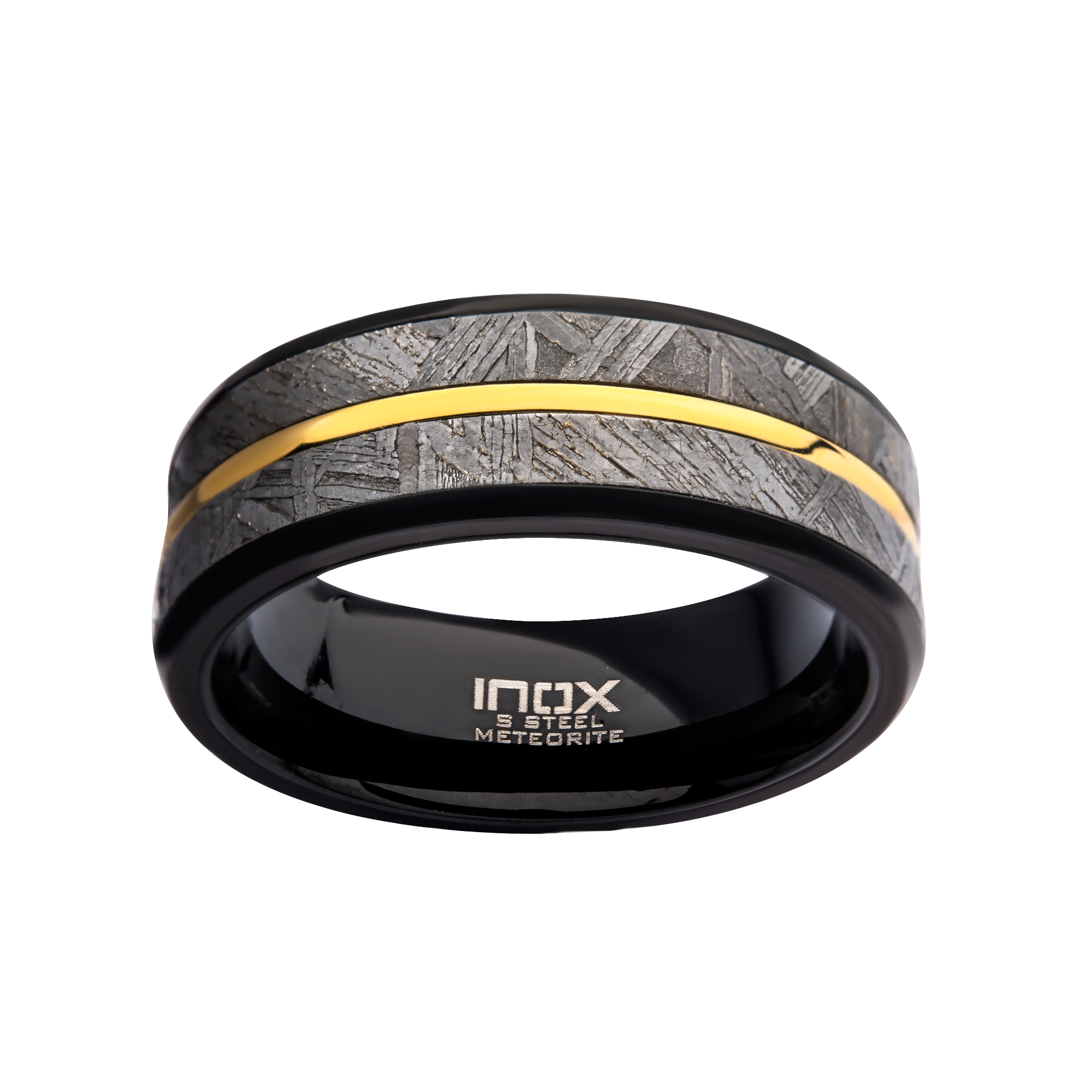 Gold Plated & Meteorite Inlay Black Plated Ring Image 2 Milano Jewelers Pembroke Pines, FL