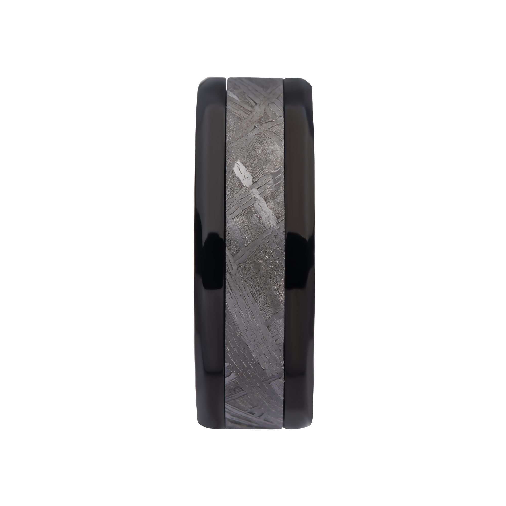 Whiskey Barrel Wood Inlay Black Plated Steel Ring Image 3 Midtown Diamonds Reno, NV