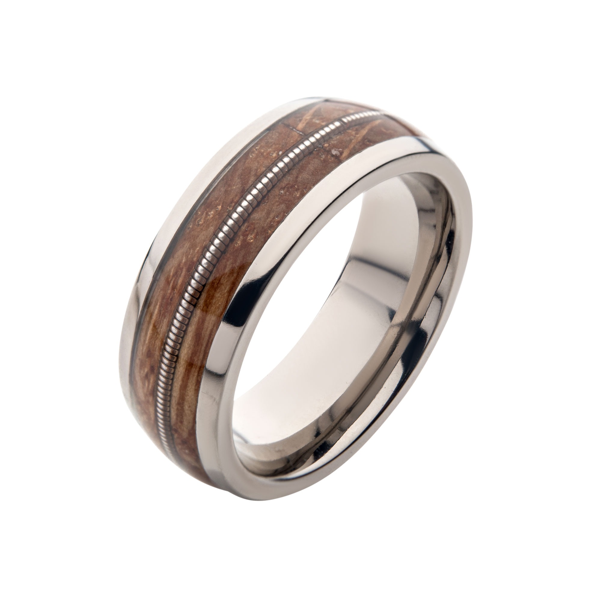 Clear Resins & Whiskey Barrel Wood Inlay Titanium Ring Morin Jewelers Southbridge, MA