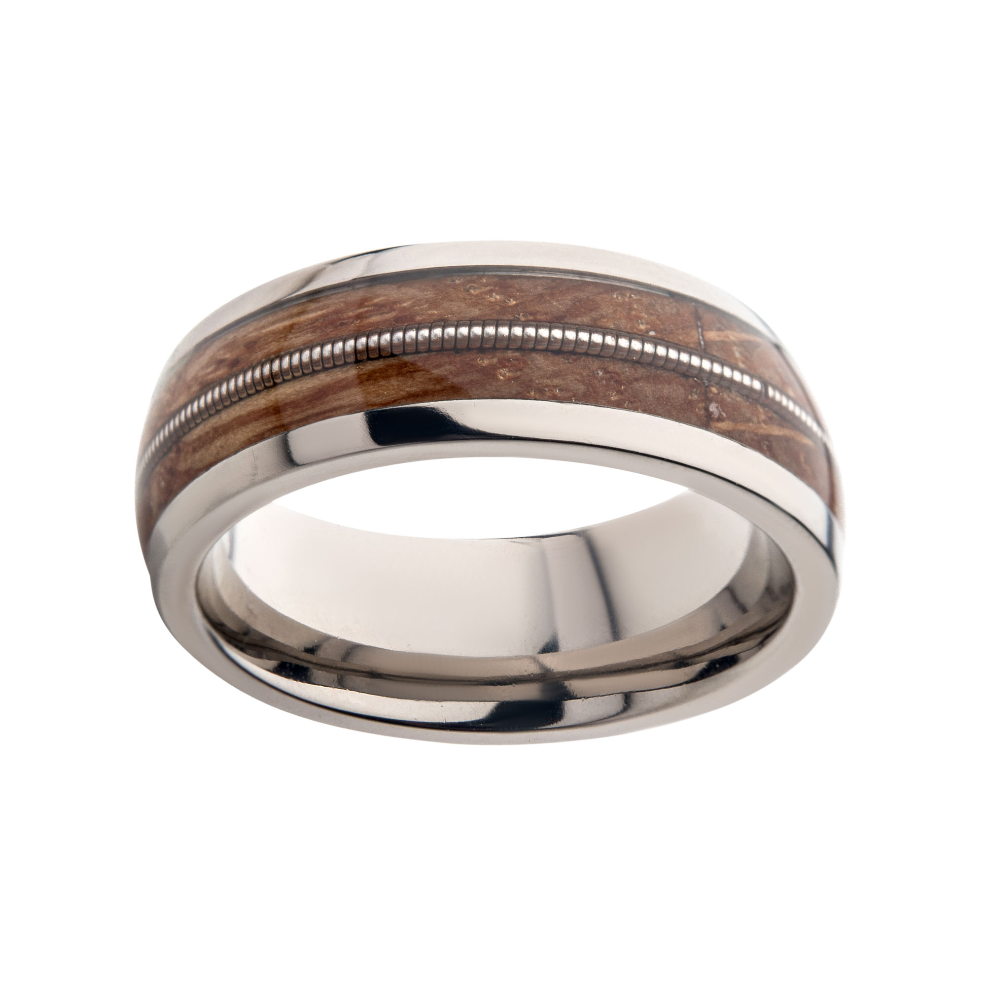 Clear Resins & Whiskey Barrel Wood Inlay Titanium Ring Image 2 Mueller Jewelers Chisago City, MN