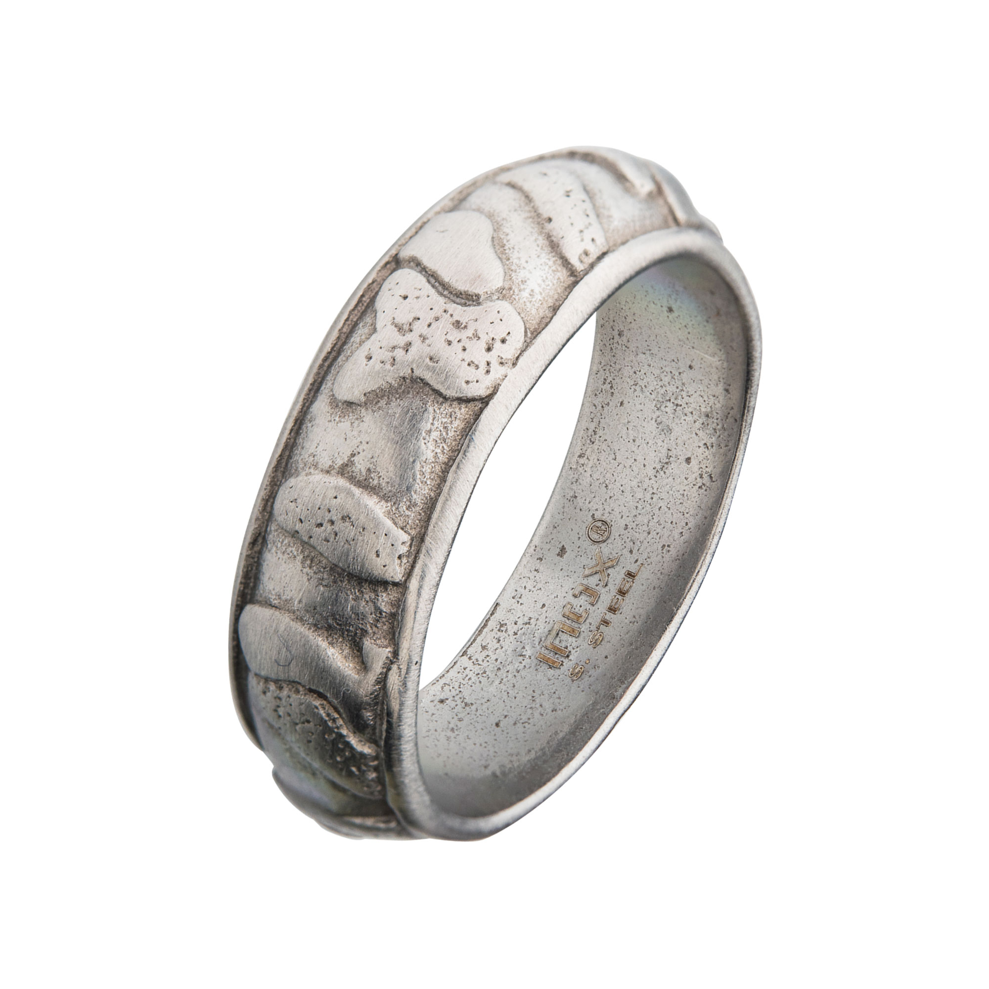 7.5mm Matte Steel 3D Canyon Pattern Ring Lewis Jewelers, Inc. Ansonia, CT