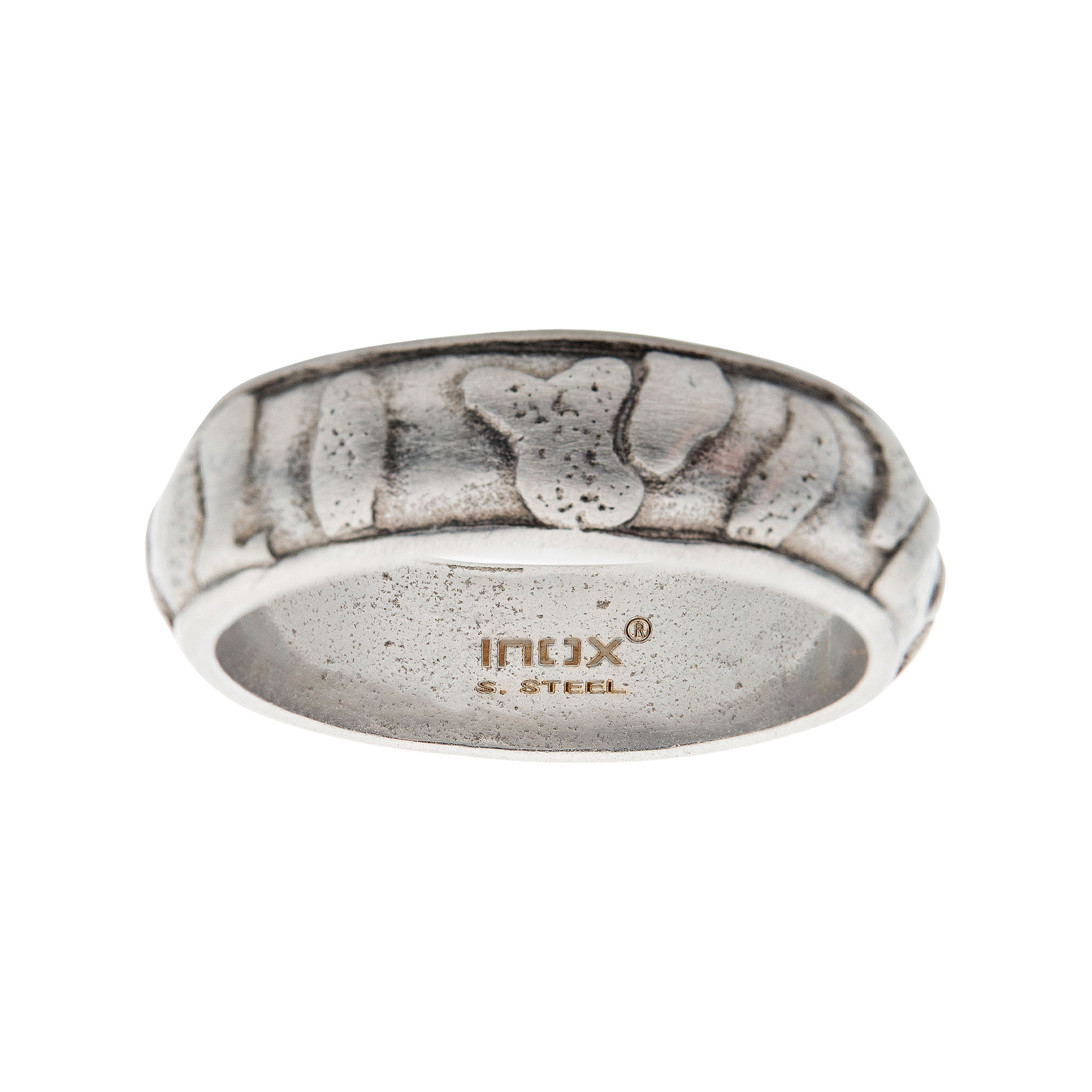 7.5mm Matte Steel 3D Canyon Pattern Ring Image 2 Lewis Jewelers, Inc. Ansonia, CT