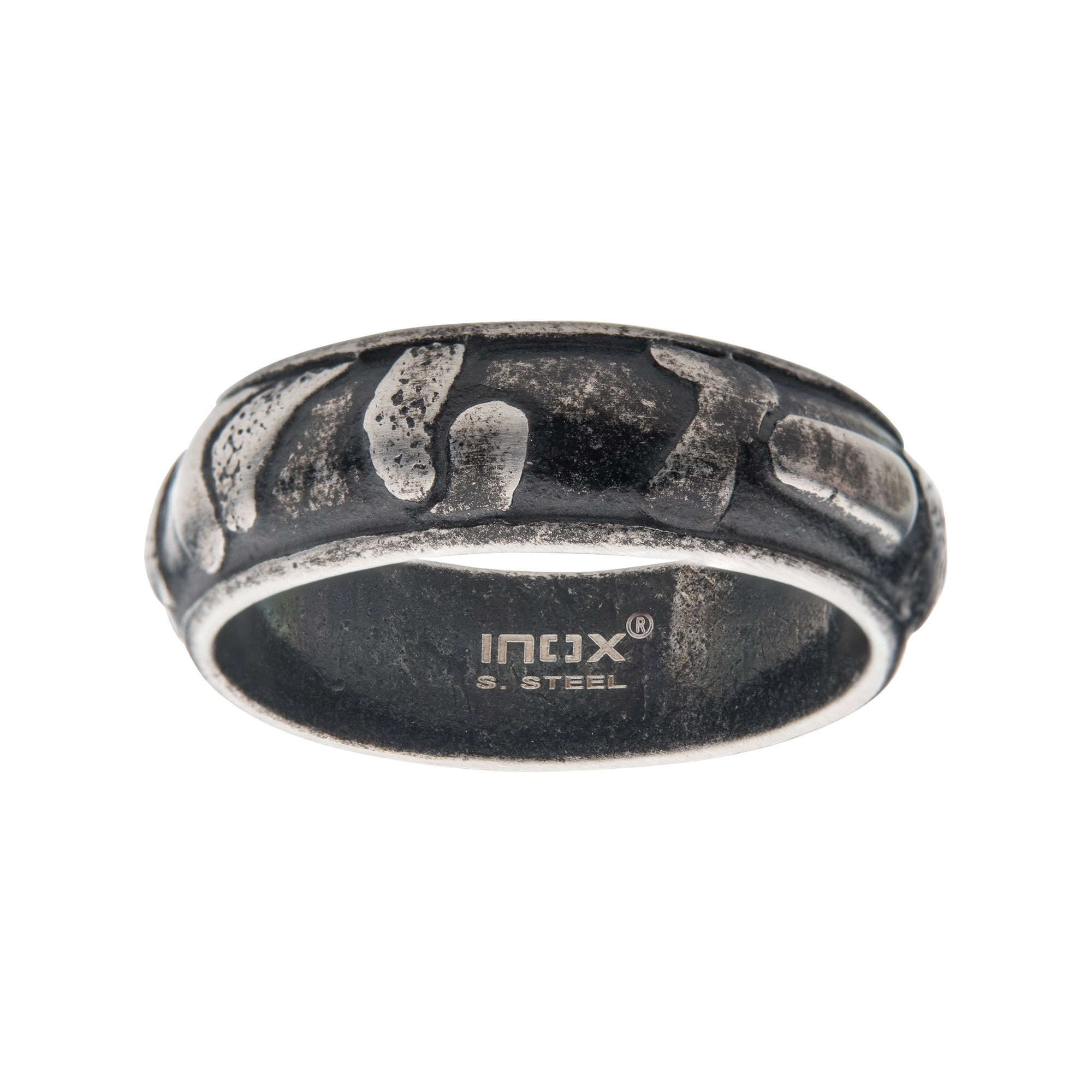 7.5mm Gun Metal Plated 3D Canyon Pattern Ring  Image 2 Milano Jewelers Pembroke Pines, FL