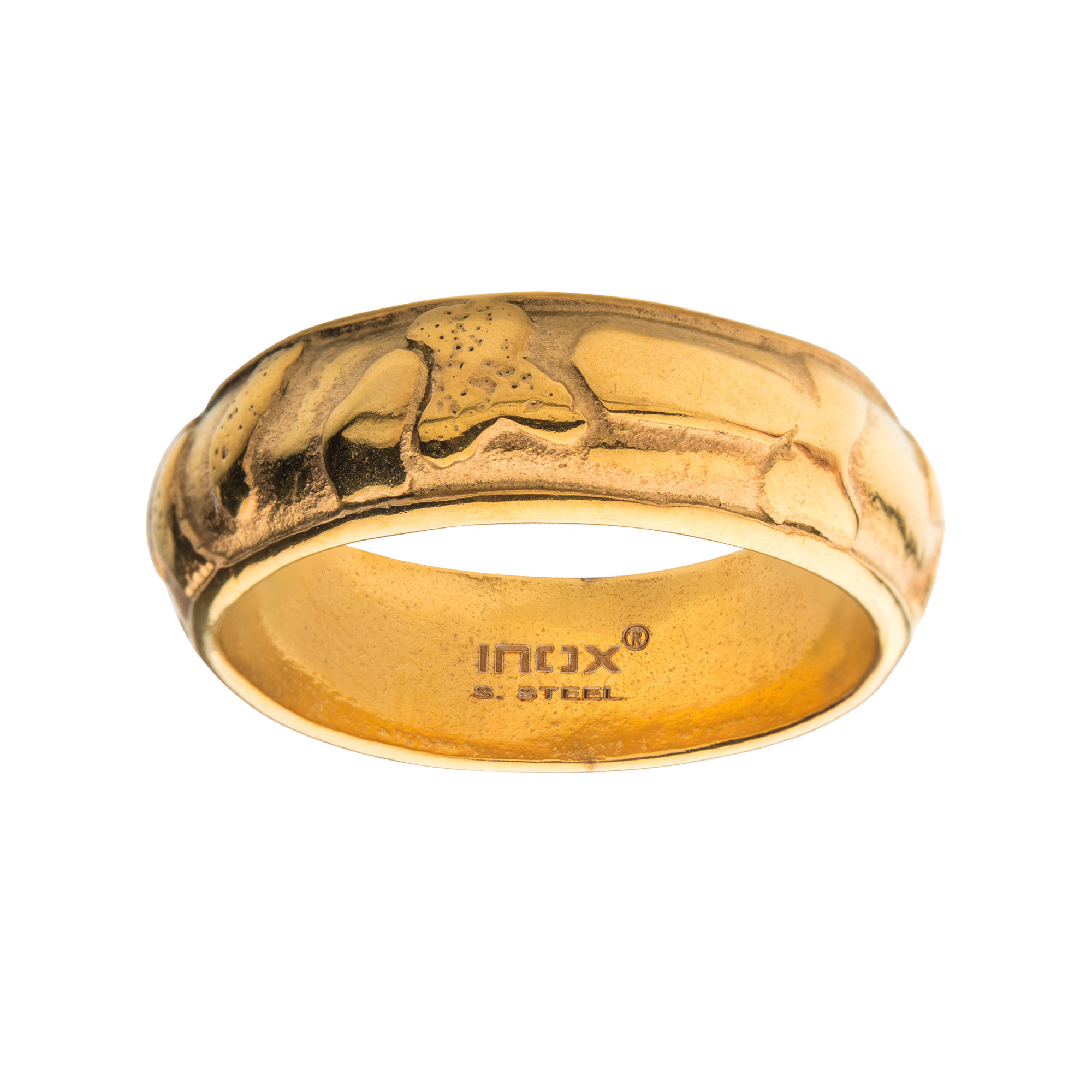 7.5mm Gold Plated 3D Canyon Pattern Ring Image 2 Milano Jewelers Pembroke Pines, FL
