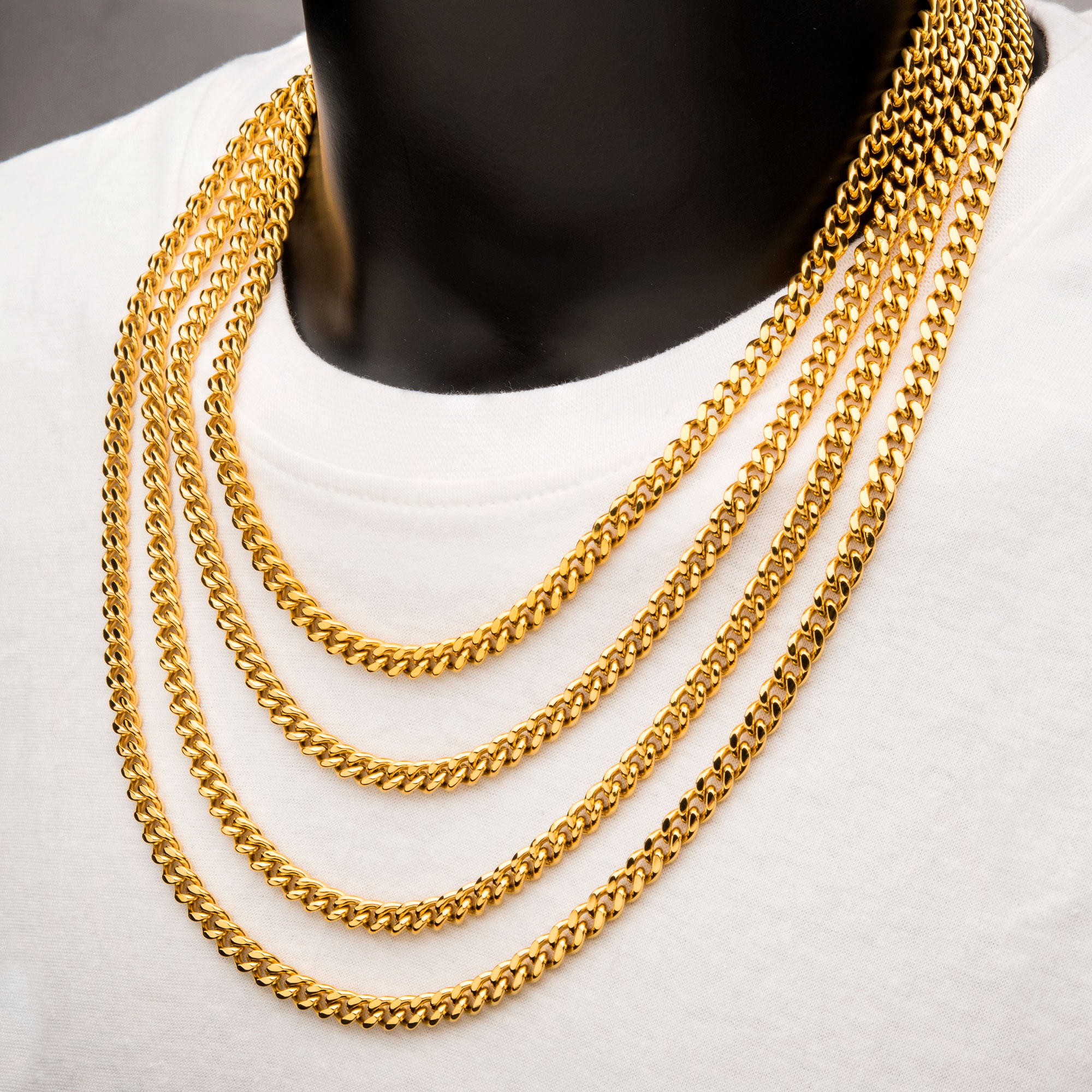 18K Gold Plated Curb Chain Necklace Image 3 Milano Jewelers Pembroke Pines, FL