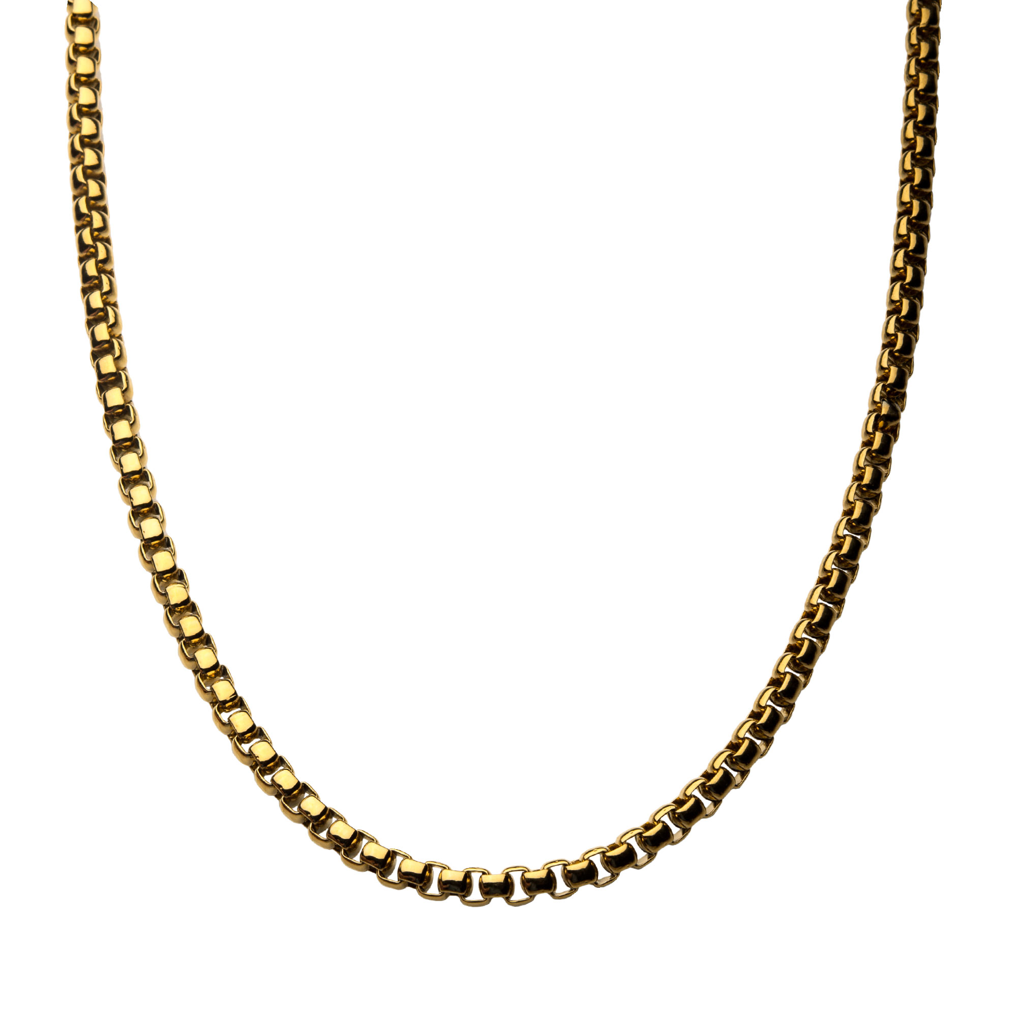 18K Gold Plated Bold Box Chain Necklace Image 2 Morin Jewelers Southbridge, MA