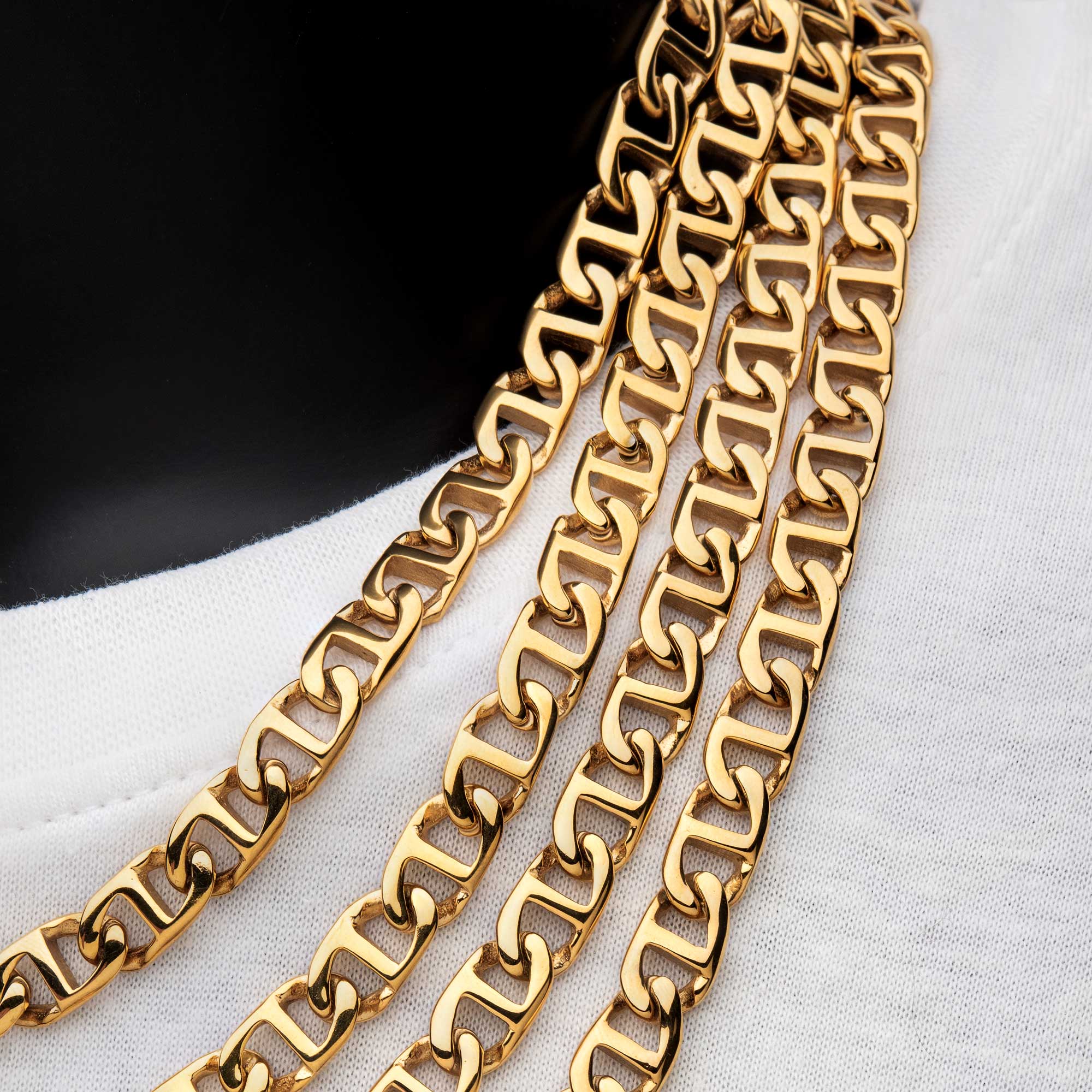 8mm 18K Gold Plated Mariner Link Chain Image 4 Enchanted Jewelry Plainfield, CT