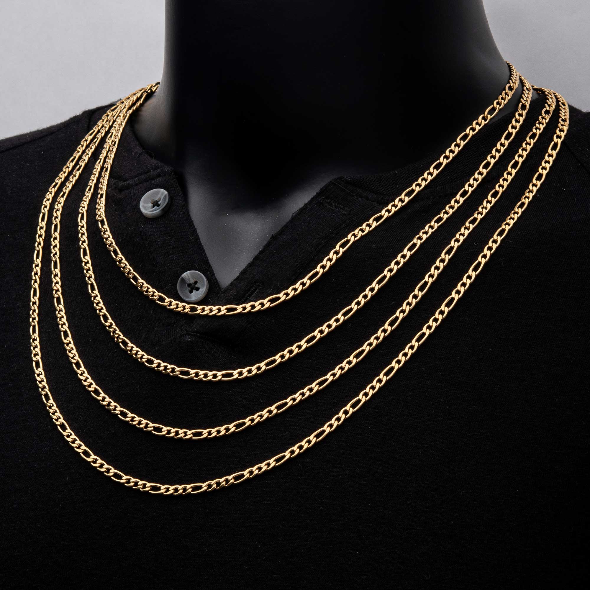 4mm 18K Gold Plated Figaro Chain Image 3 Milano Jewelers Pembroke Pines, FL