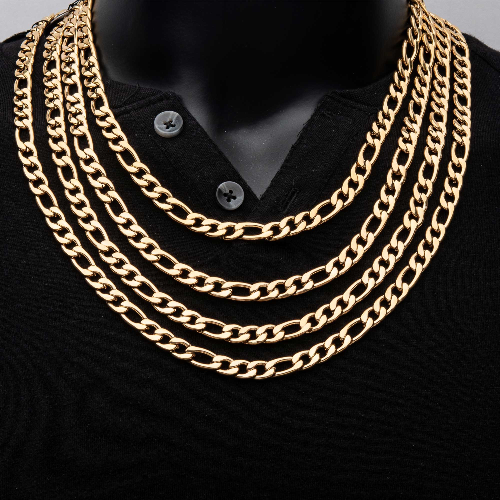 8mm 18K Gold Plated Figaro Chain Image 2 Milano Jewelers Pembroke Pines, FL
