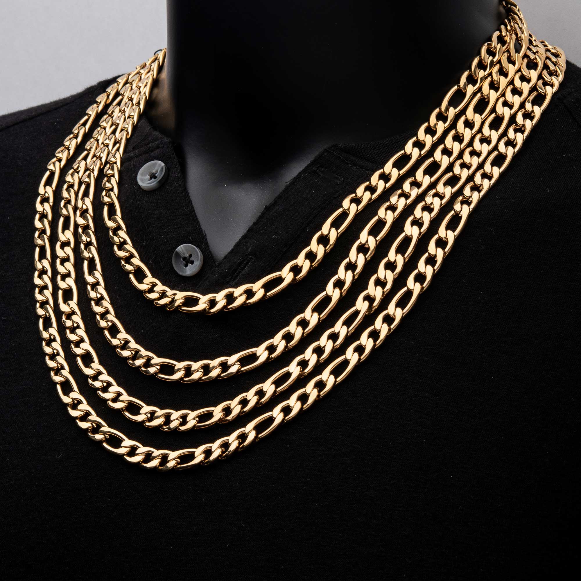 8mm 18K Gold Plated Figaro Chain Image 3 Milano Jewelers Pembroke Pines, FL