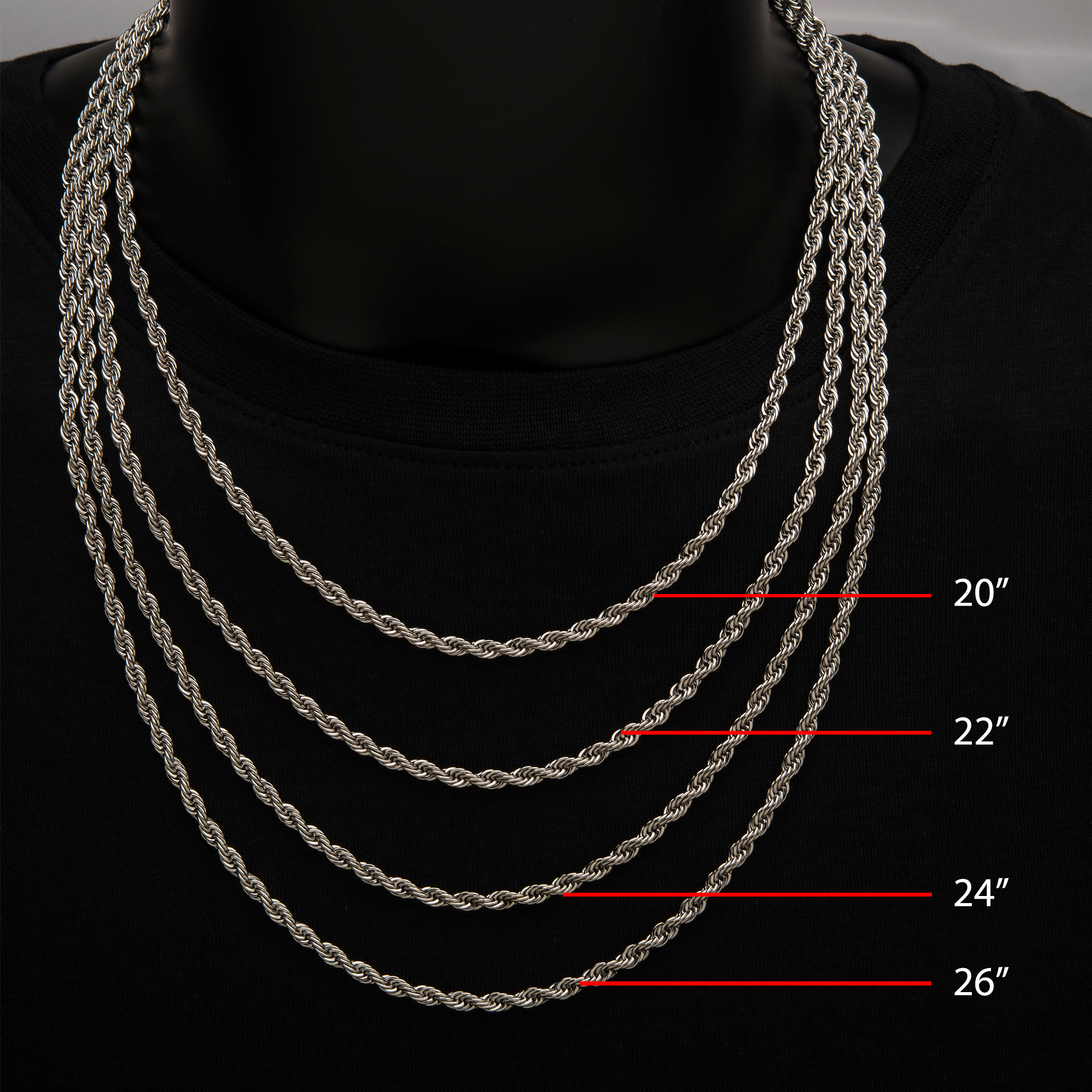 4mm Steel Rope Chain Image 5 Mueller Jewelers Chisago City, MN