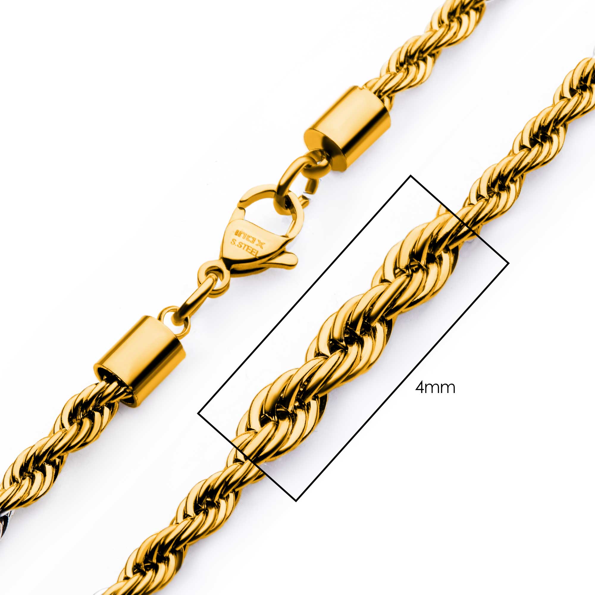 4mm 18K Gold Plated Rope Chain Enchanted Jewelry Plainfield, CT