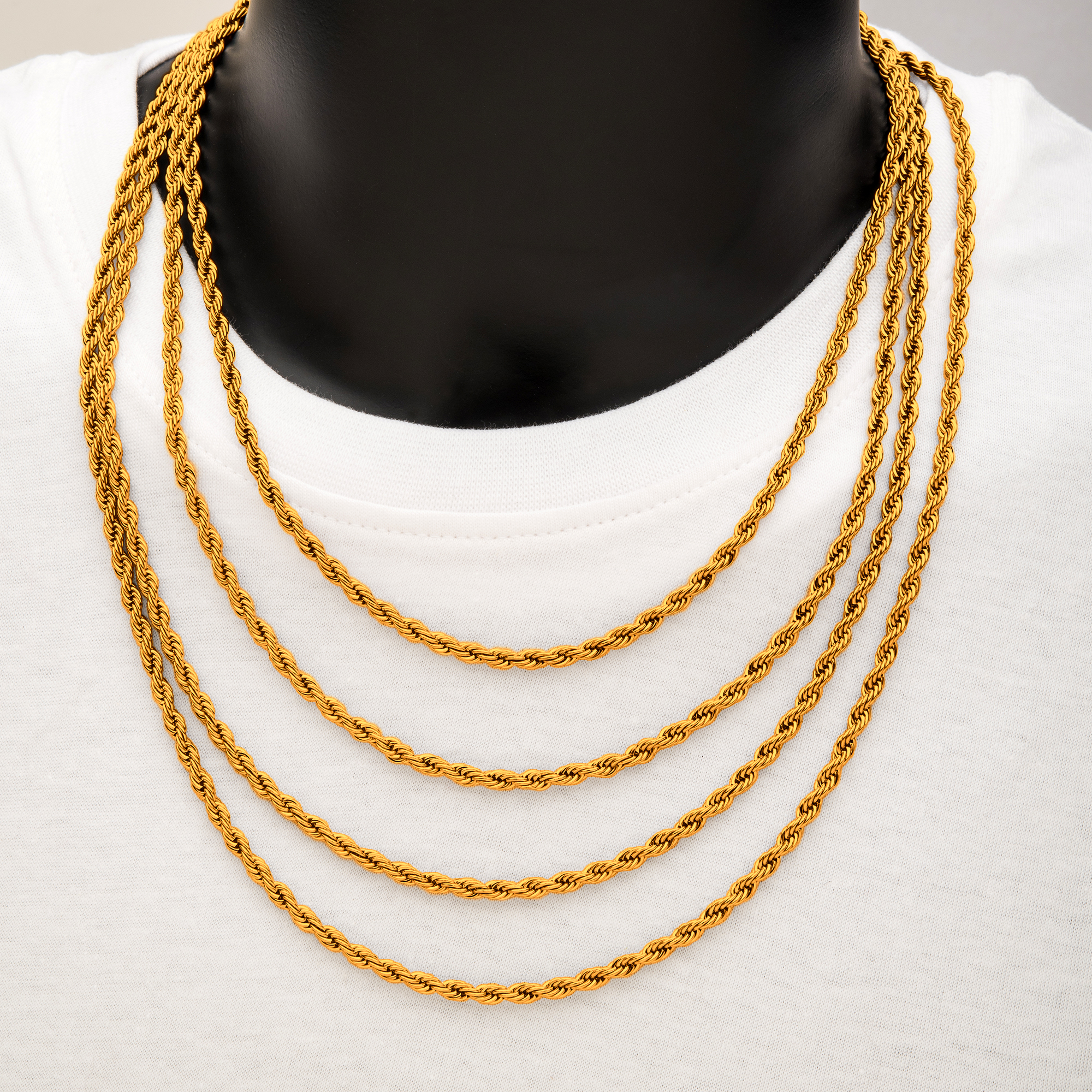 4mm 18K Gold Plated Rope Chain Image 2 P.K. Bennett Jewelers Mundelein, IL