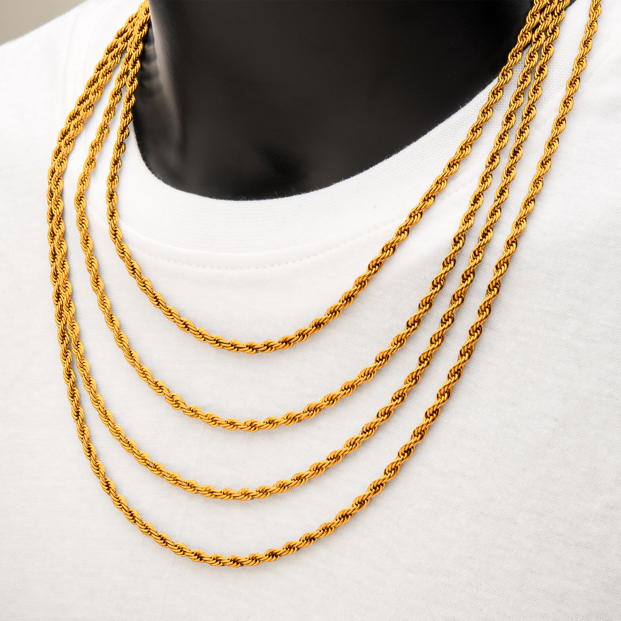 4mm 18K Gold Plated Rope Chain Image 3 P.K. Bennett Jewelers Mundelein, IL