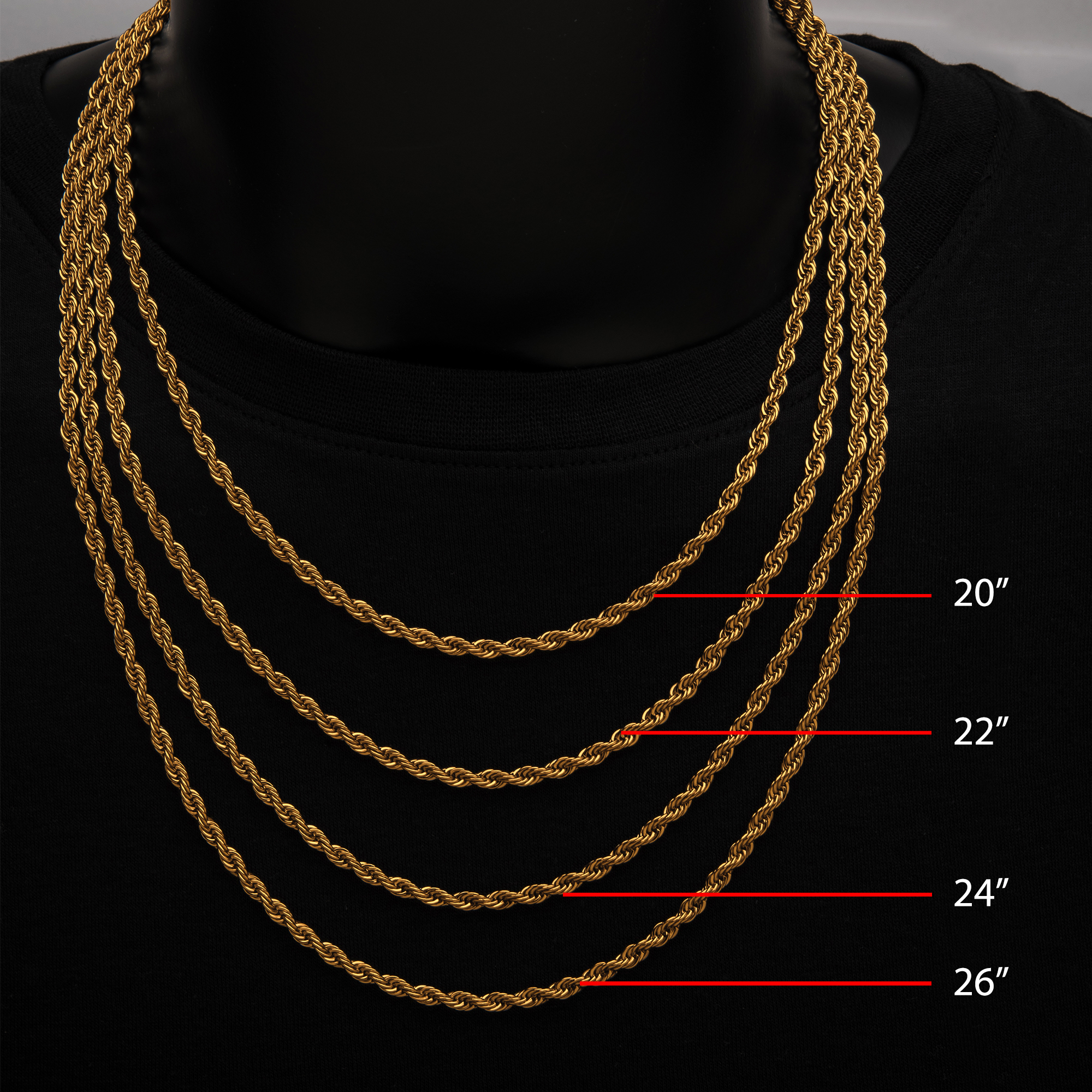4mm 18K Gold Plated Rope Chain Image 5 P.K. Bennett Jewelers Mundelein, IL