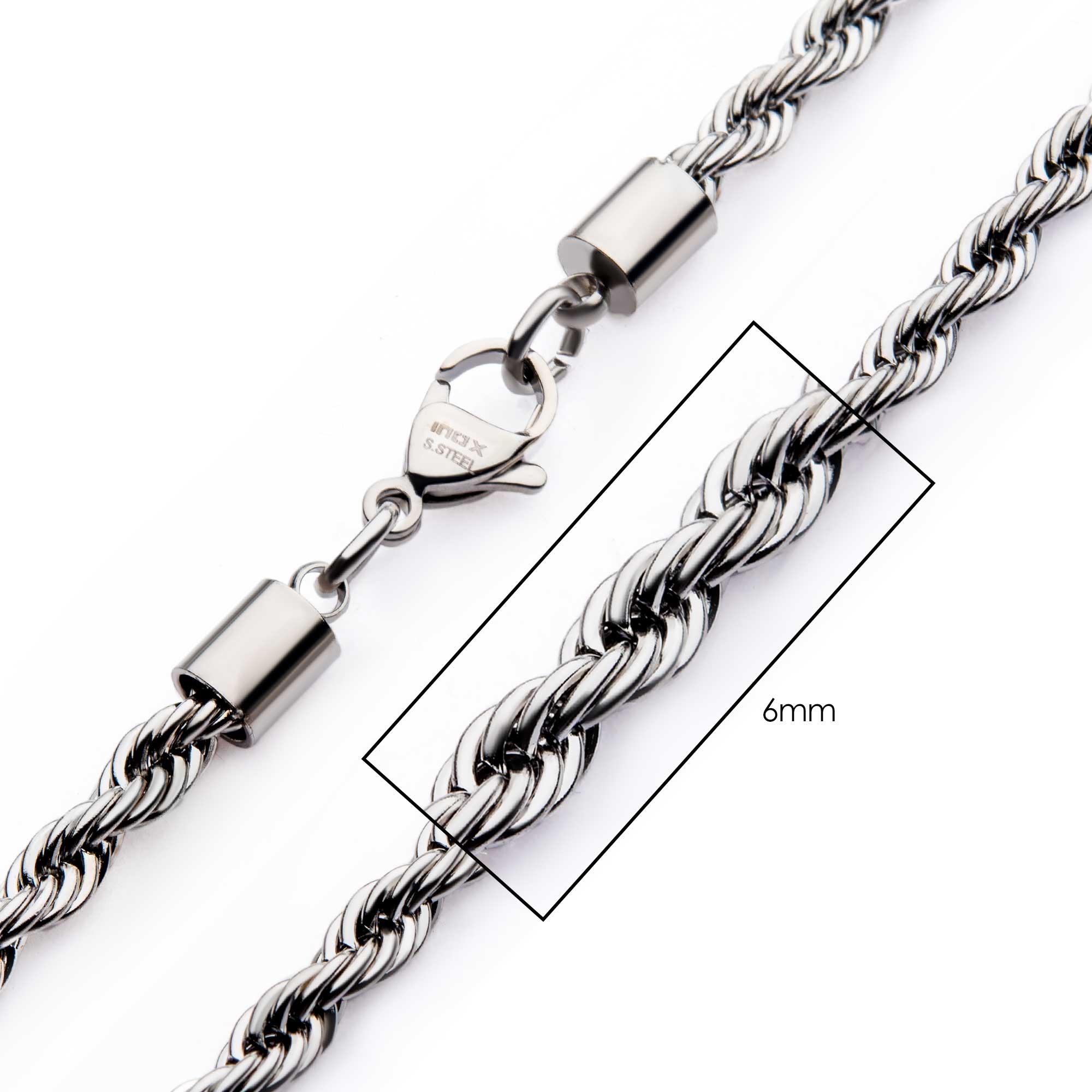 Men's Stainless Steel 6mm Rope Chain Necklace 
