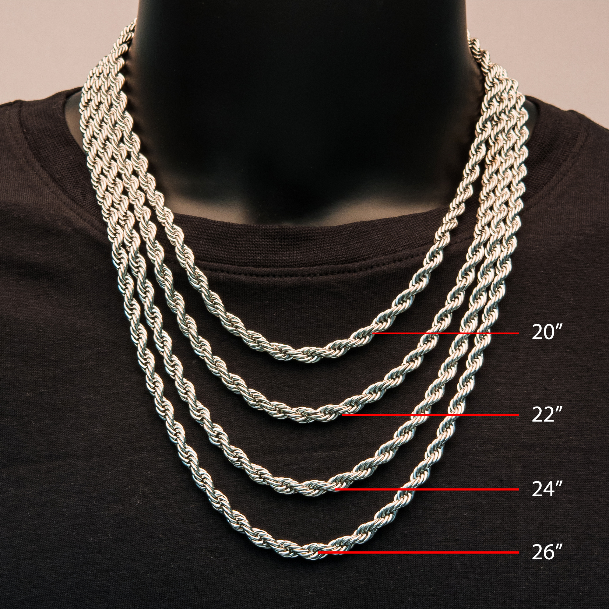 6mm Steel Rope Chain Image 5 Mueller Jewelers Chisago City, MN