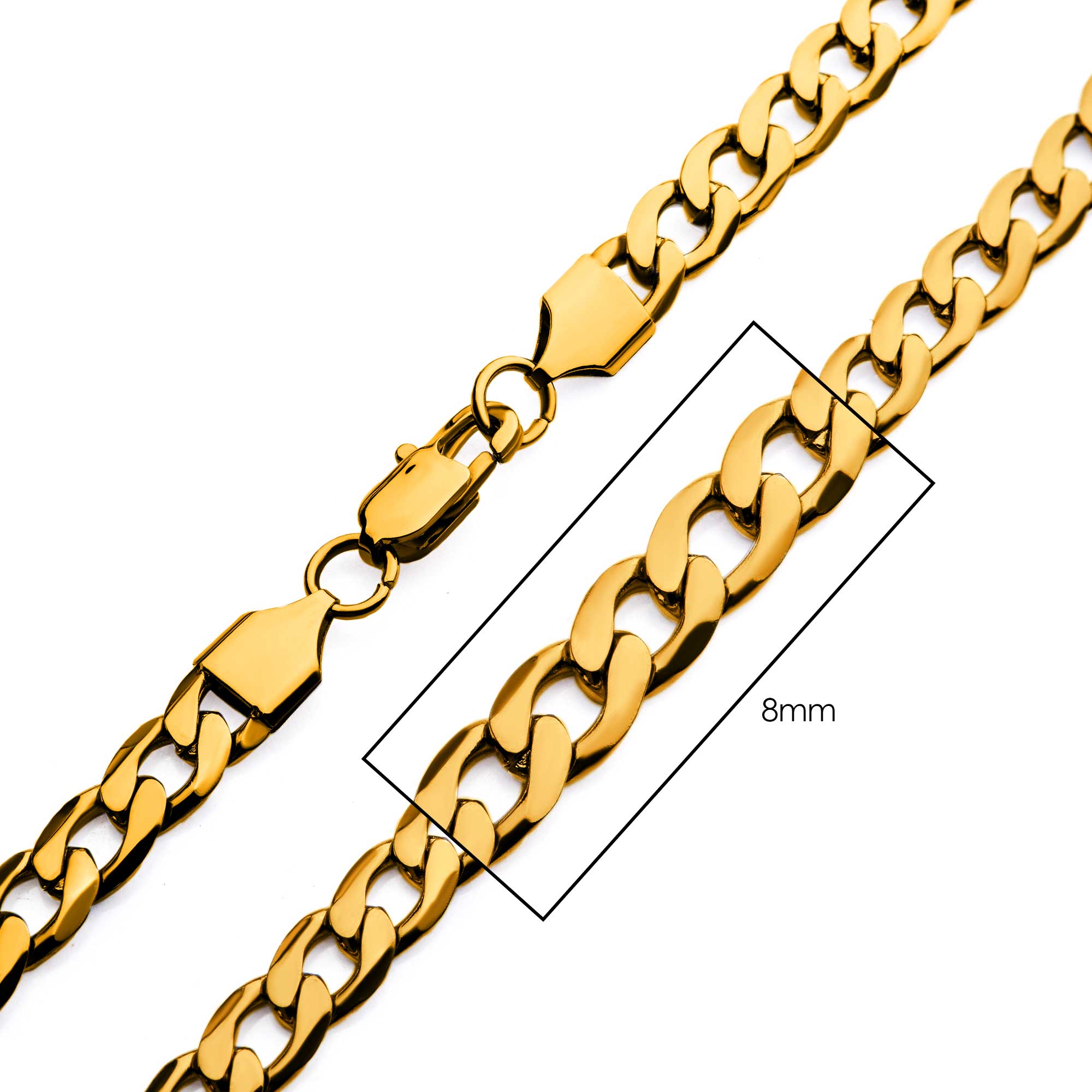 8mm 18K Gold Plated Bevel Curb Chain Milano Jewelers Pembroke Pines, FL