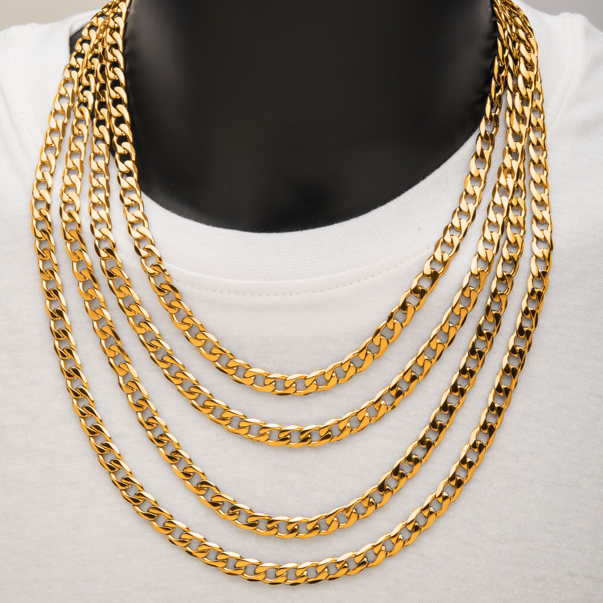 8mm 18K Gold Plated Bevel Curb Chain Image 2 Midtown Diamonds Reno, NV