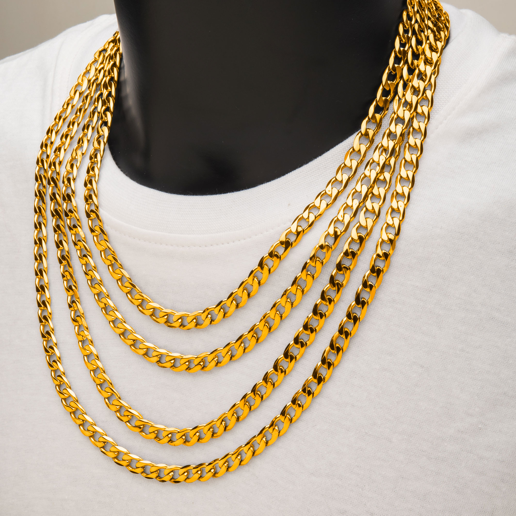 8mm 18K Gold Plated Bevel Curb Chain Image 3 Jayson Jewelers Cape Girardeau, MO