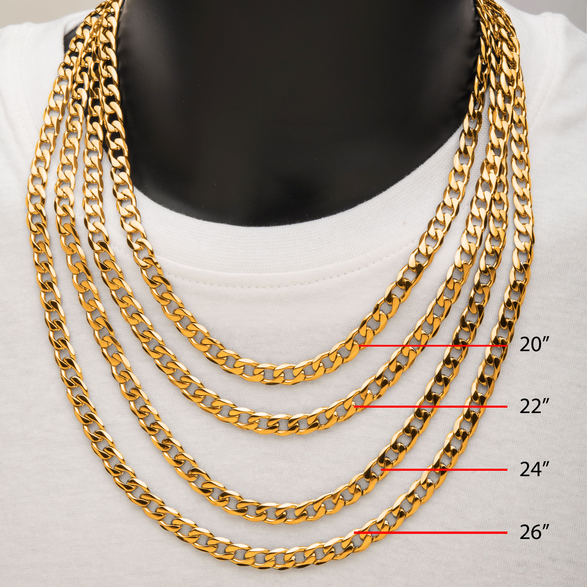 8mm 18K Gold Plated Bevel Curb Chain Image 5 Milano Jewelers Pembroke Pines, FL