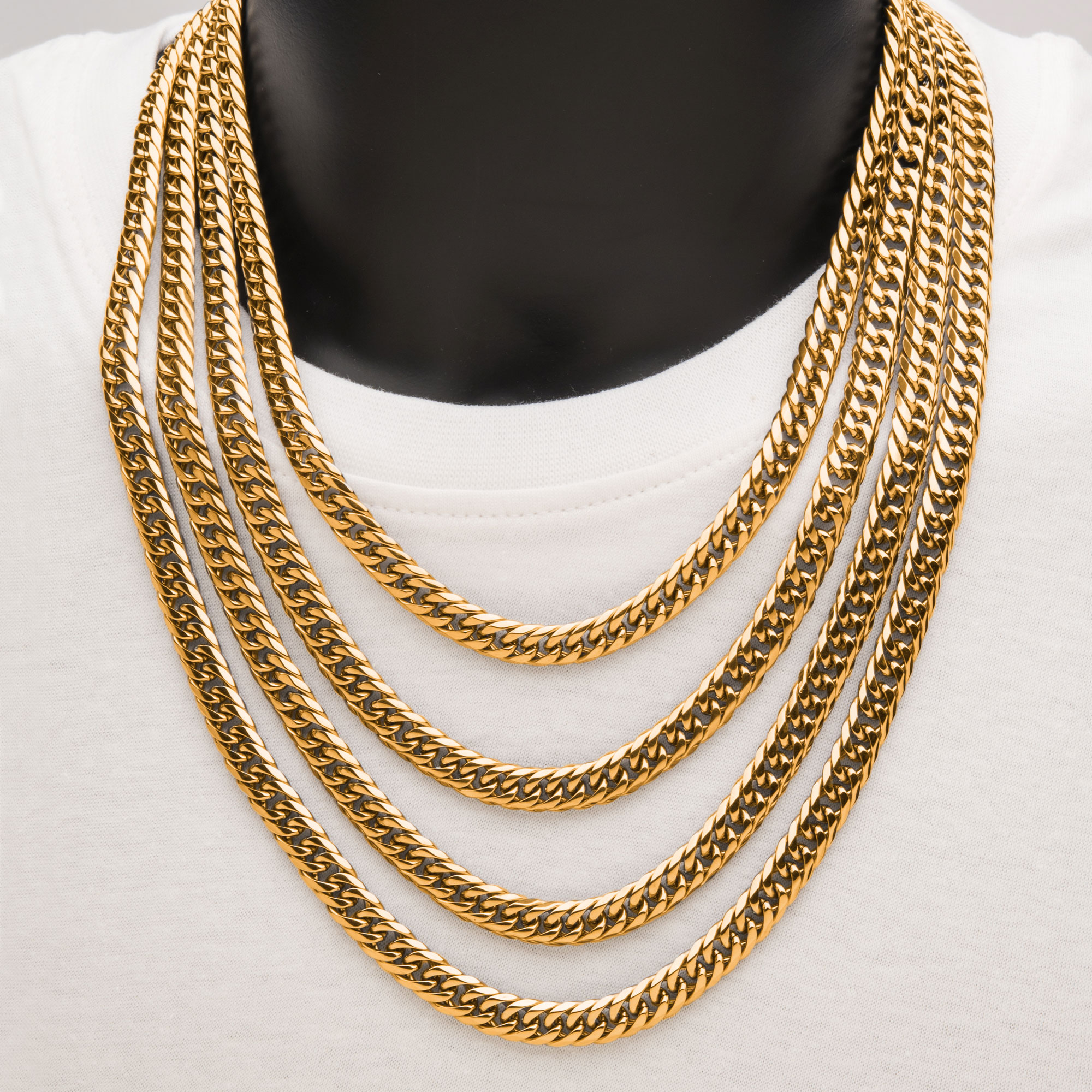 8mm 18K Gold Plated Dome Curb Chain Image 2 Midtown Diamonds Reno, NV