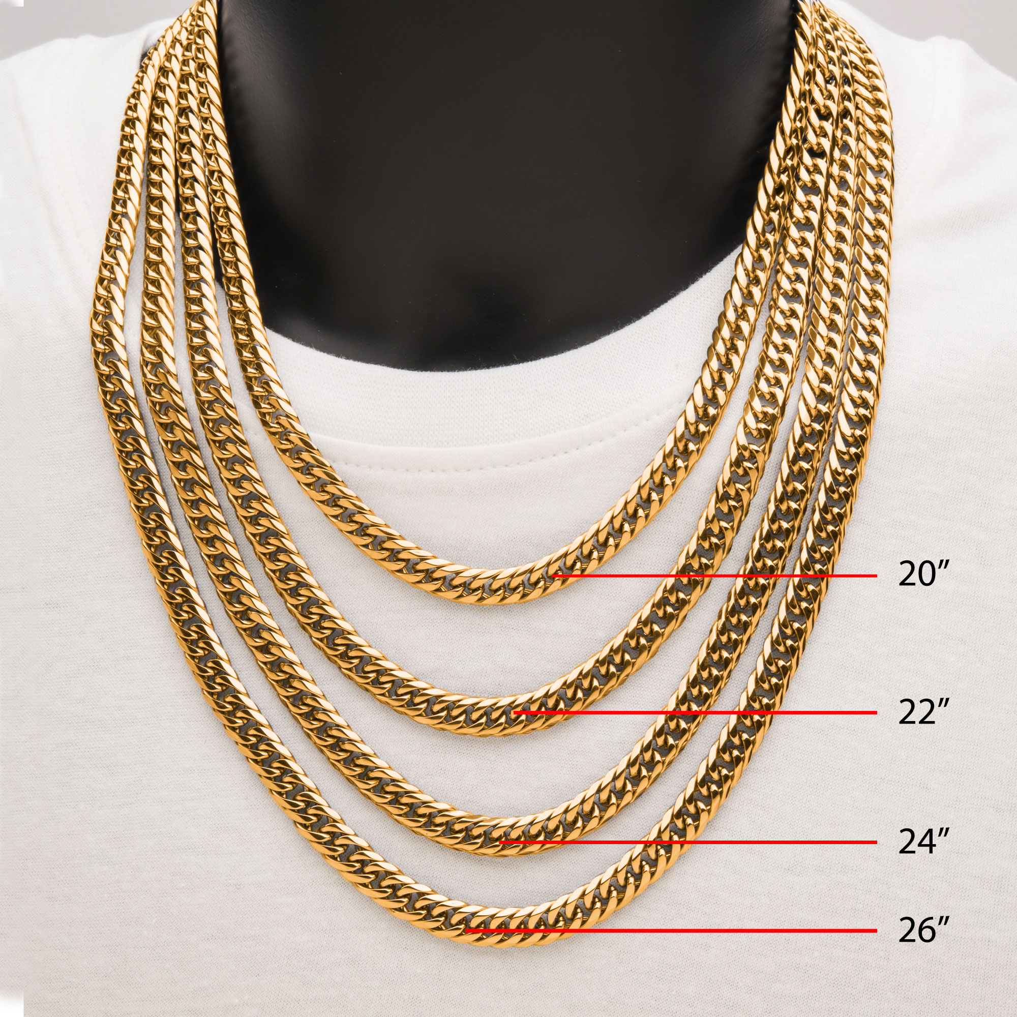 8mm 18K Gold Plated Dome Curb Chain Image 3 Midtown Diamonds Reno, NV