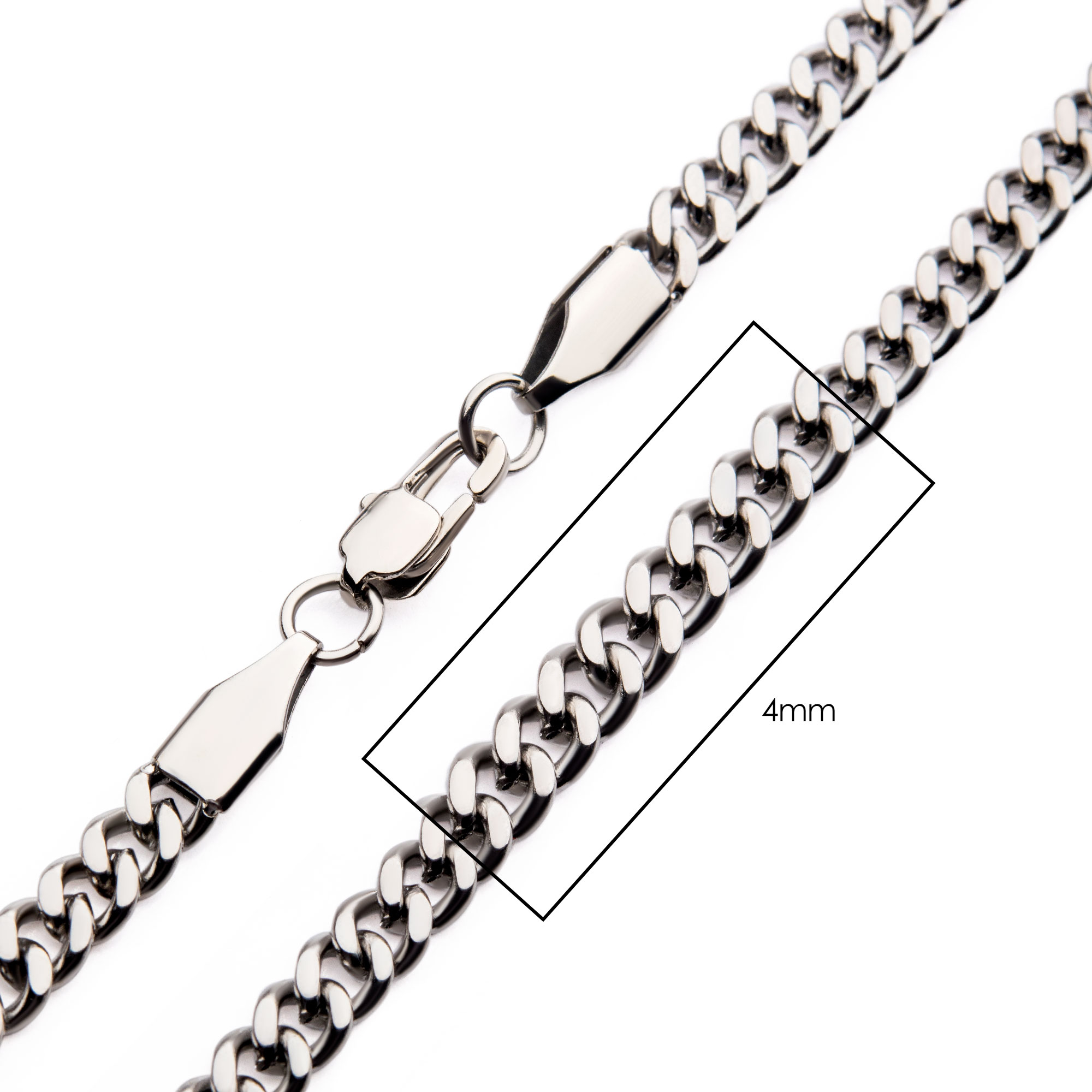 4mm Steel Diamond Cut Curb Chain Lewis Jewelers, Inc. Ansonia, CT