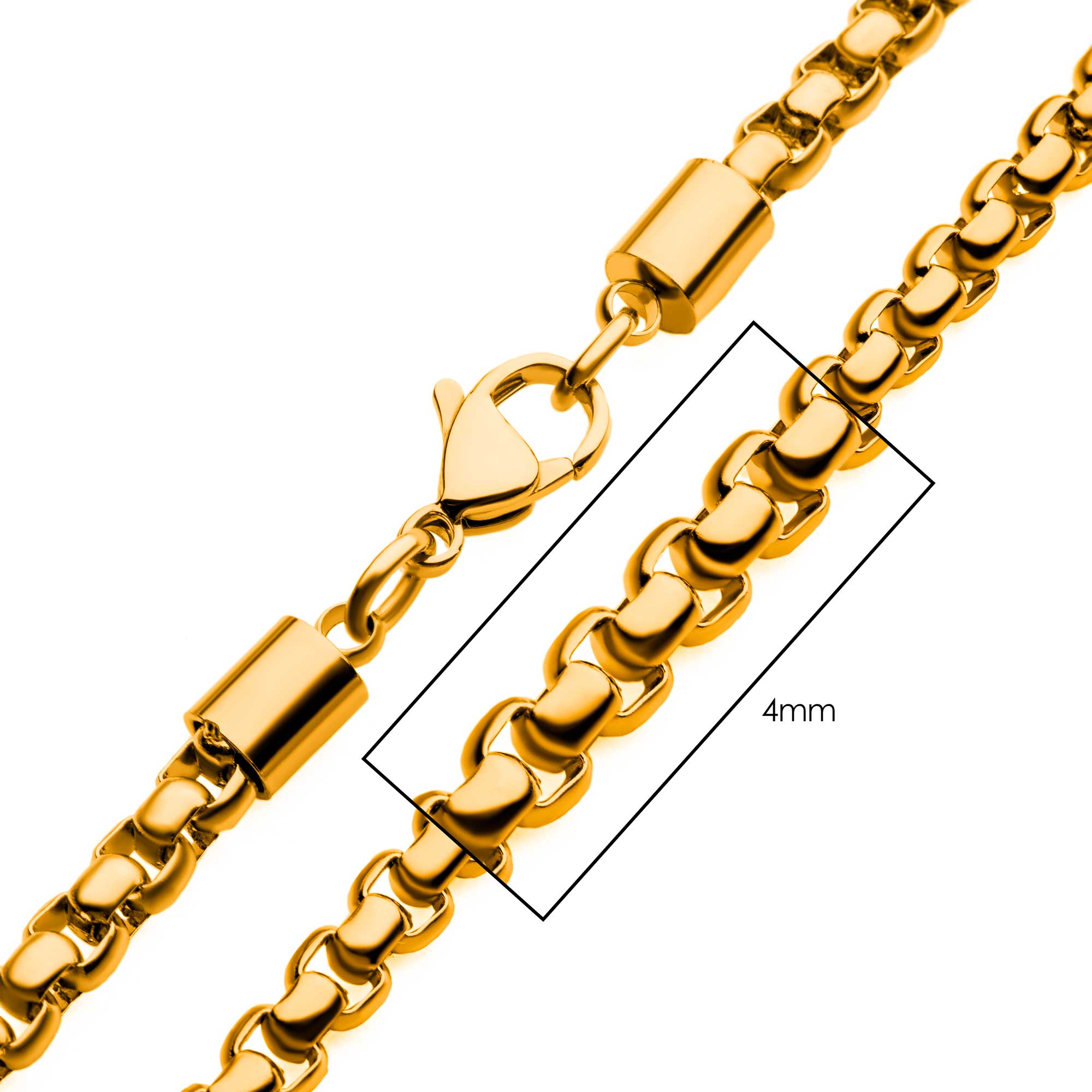 4mm 18K Gold Plated Bold Box Chain Milano Jewelers Pembroke Pines, FL