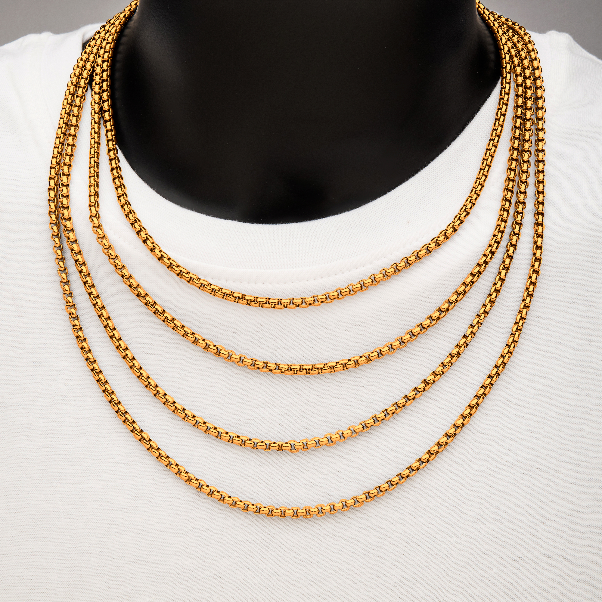 4mm 18K Gold Plated Bold Box Chain Image 2 Milano Jewelers Pembroke Pines, FL