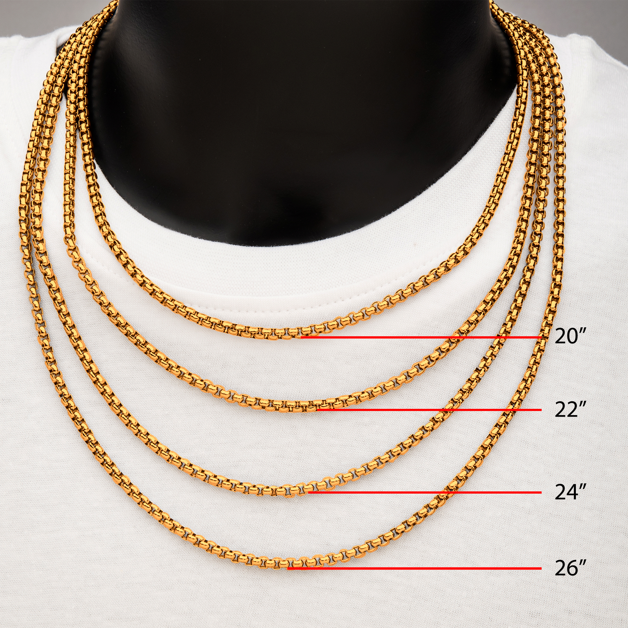 4mm 18K Gold Plated Bold Box Chain Image 3 Milano Jewelers Pembroke Pines, FL