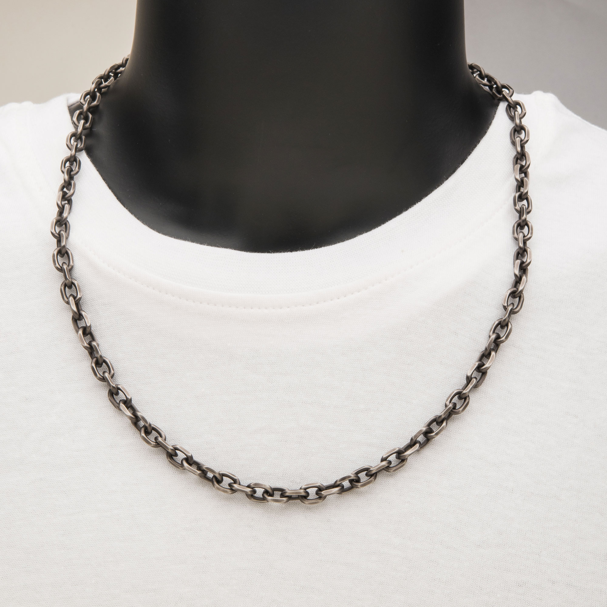 7mm Oxidized Steel Knife Edge Link Chain Image 2 Enchanted Jewelry Plainfield, CT
