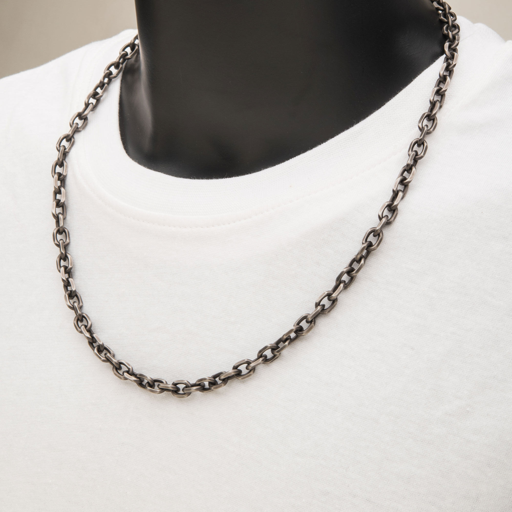 7mm Oxidized Steel Knife Edge Link Chain Image 3 Enchanted Jewelry Plainfield, CT