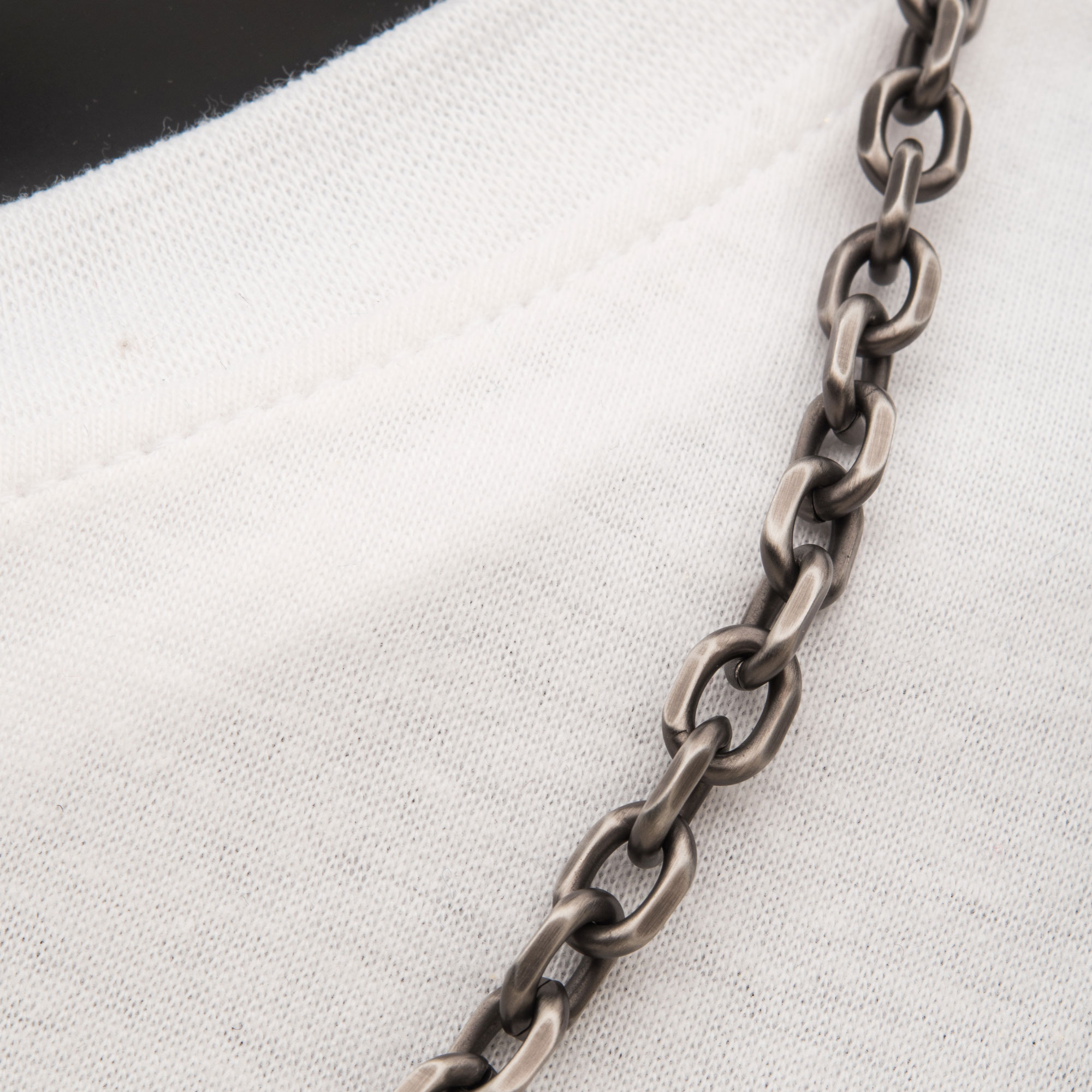7mm Oxidized Steel Knife Edge Link Chain Image 4 Carroll / Ochs Jewelers Monroe, MI