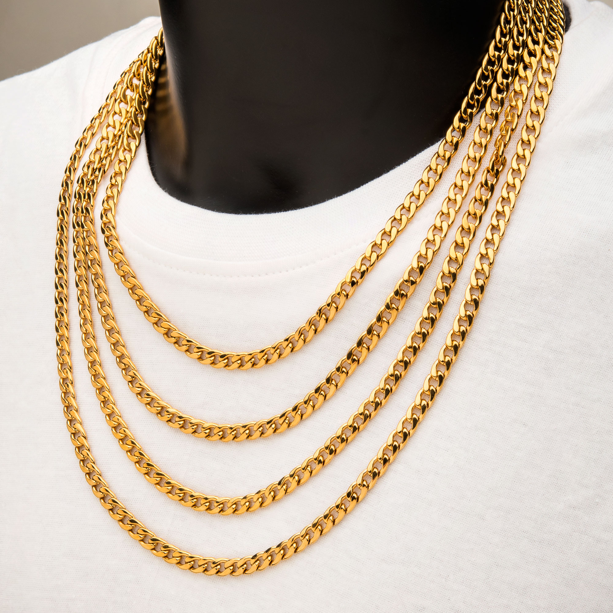 4mm 18K Gold Plated Classic Curb Chain Image 3 P.K. Bennett Jewelers Mundelein, IL