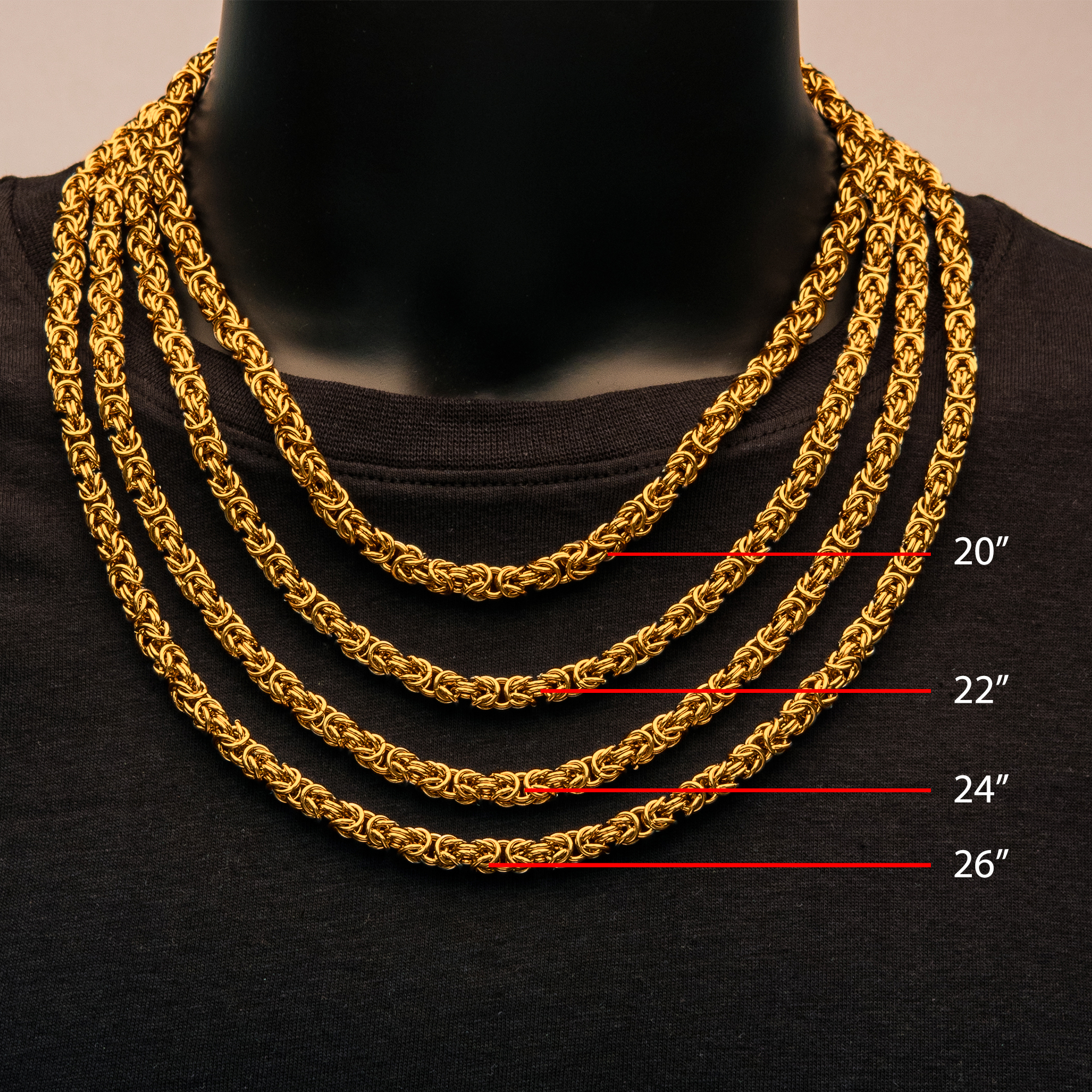 6mm 18K Gold Plated King Byzantine Chain Image 5 Milano Jewelers Pembroke Pines, FL