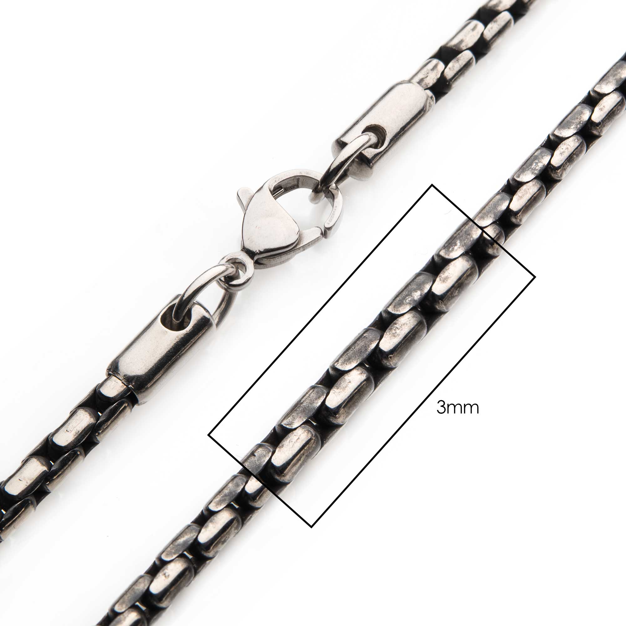 3mm Oxidized Steel Boston Link Chain Enchanted Jewelry Plainfield, CT