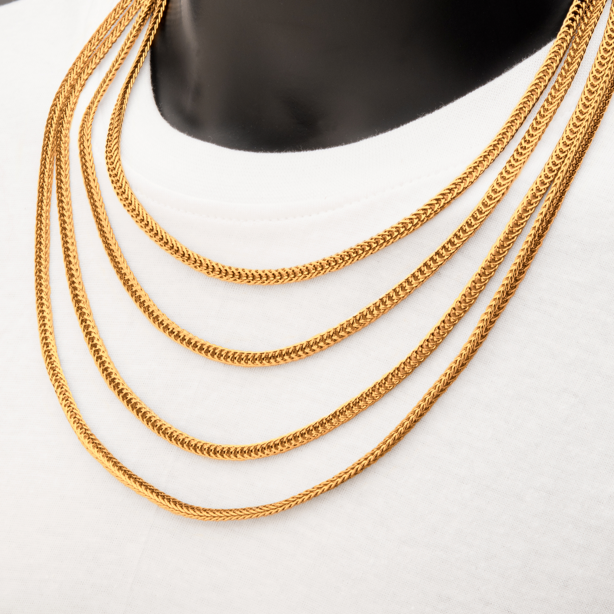 4mm 18K Gold Plated Foxtail Chain Image 3 Jayson Jewelers Cape Girardeau, MO