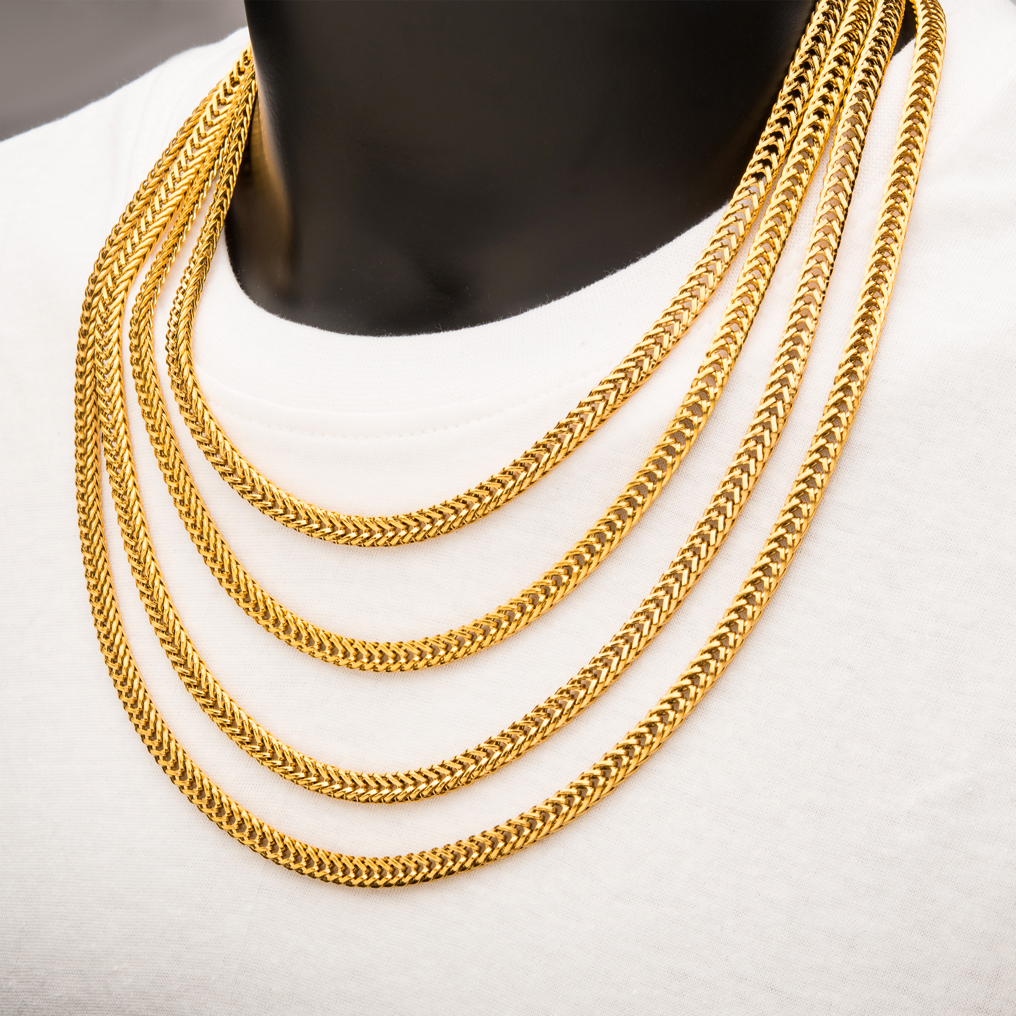 6mm 18K Gold Plated Foxtail Chain Image 3 Milano Jewelers Pembroke Pines, FL