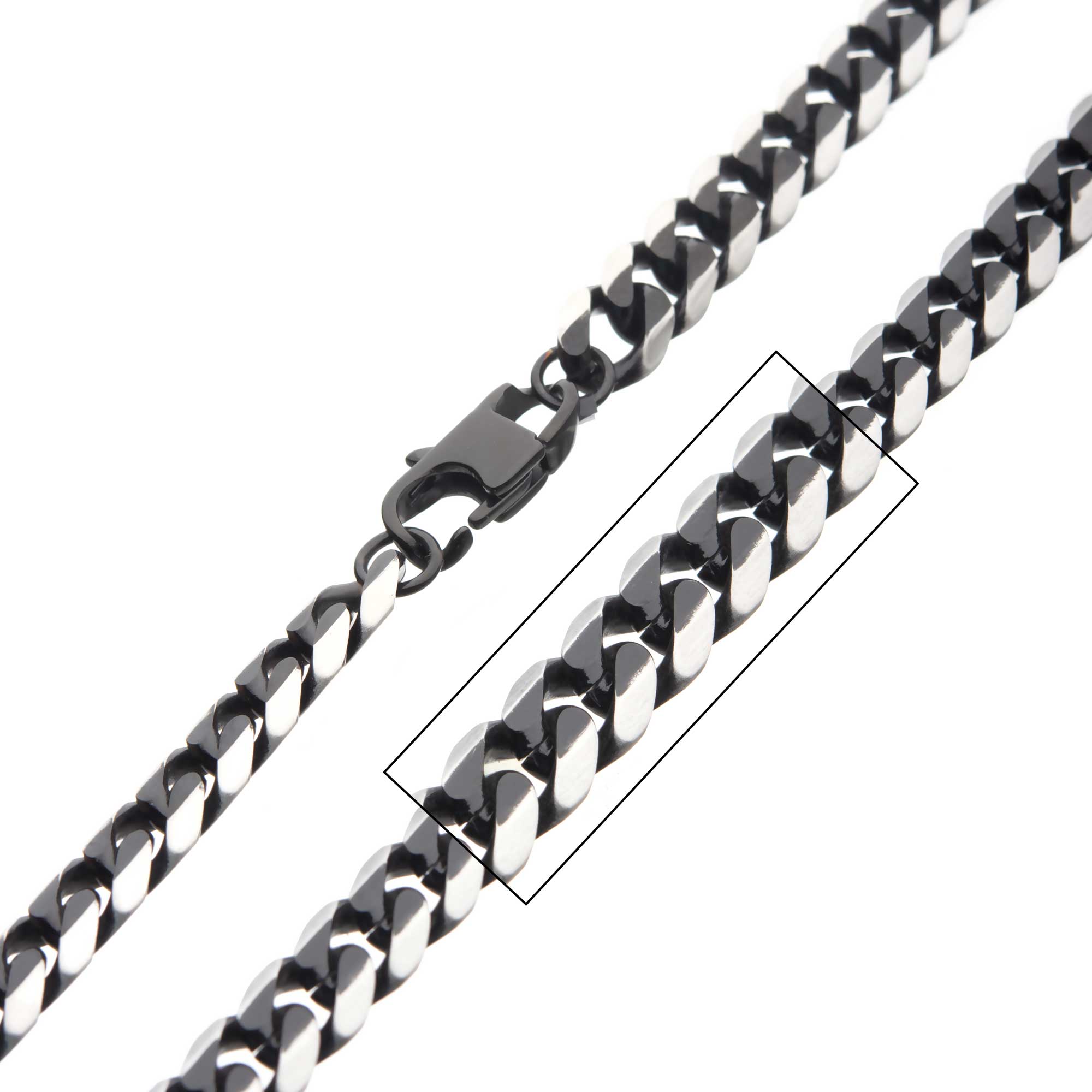 Stainless Steel Black Plated 8mm Diamond Curb Chain Midtown Diamonds Reno, NV