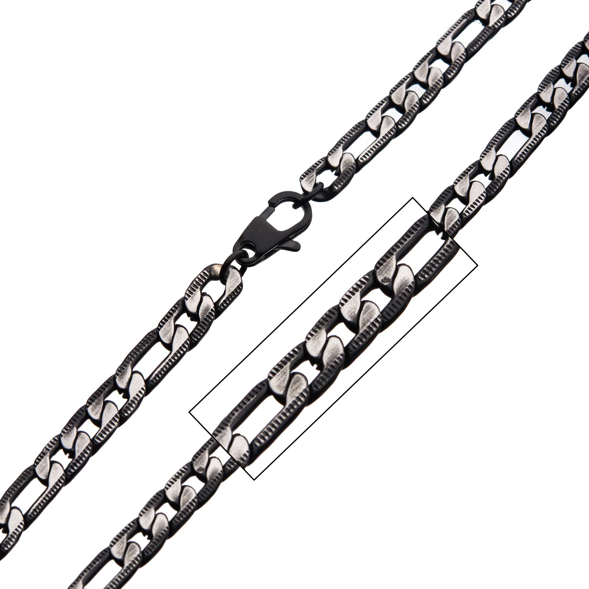 Steel Black Plated Figaro Chain with Lobster Clasp Morin Jewelers Southbridge, MA