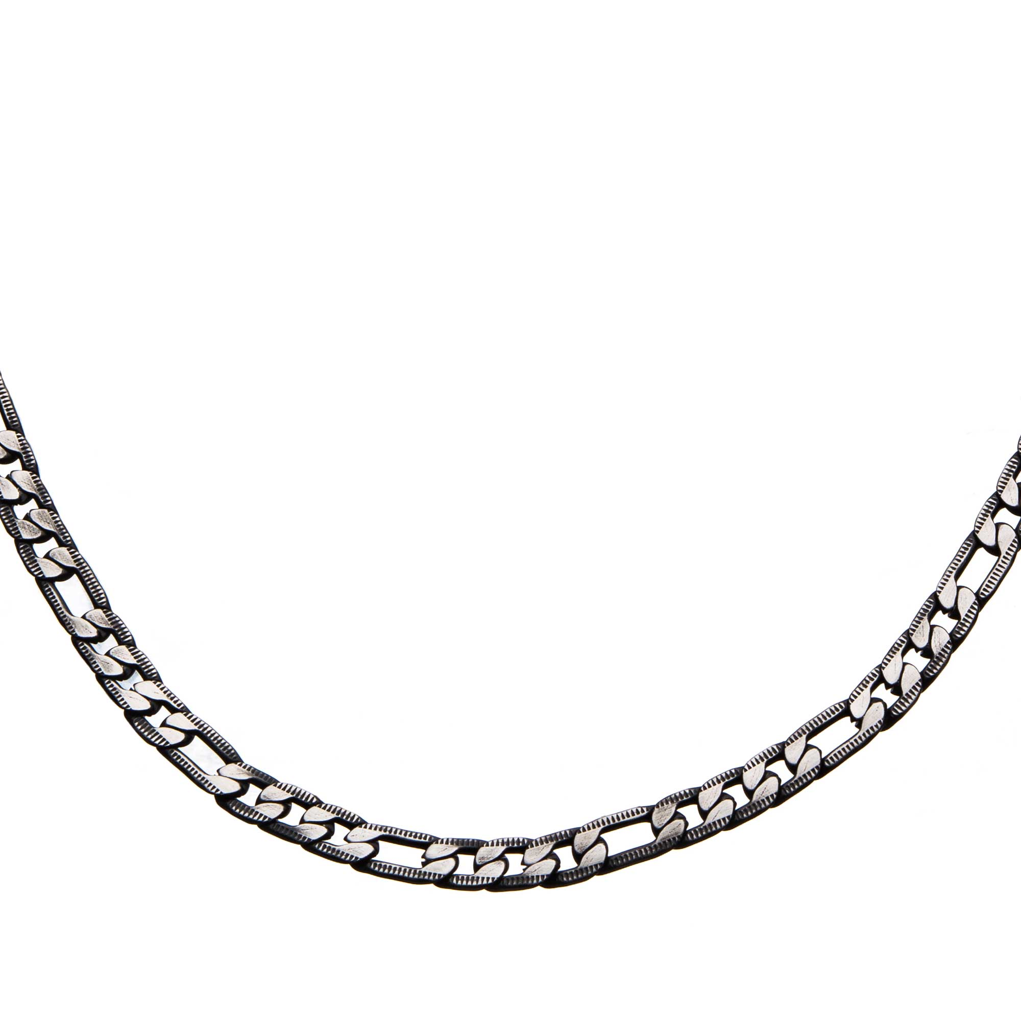 Steel Black Plated Figaro Chain with Lobster Clasp Image 2 Ken Walker Jewelers Gig Harbor, WA