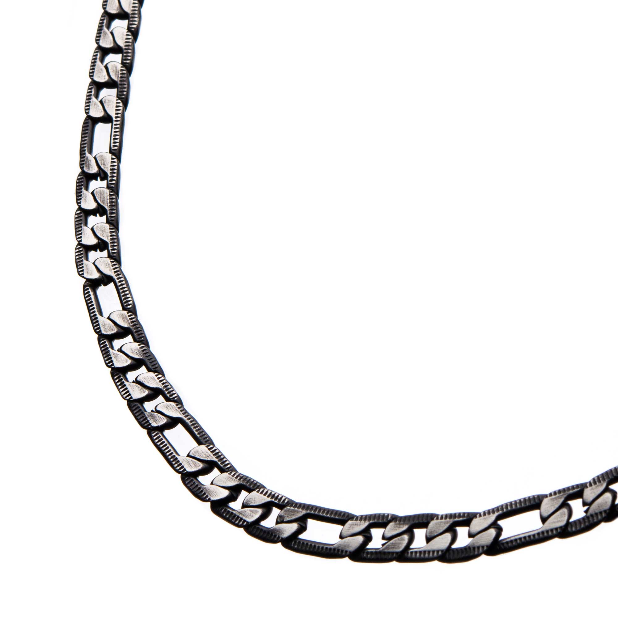 Steel Black Plated Figaro Chain with Lobster Clasp Image 3 Milano Jewelers Pembroke Pines, FL