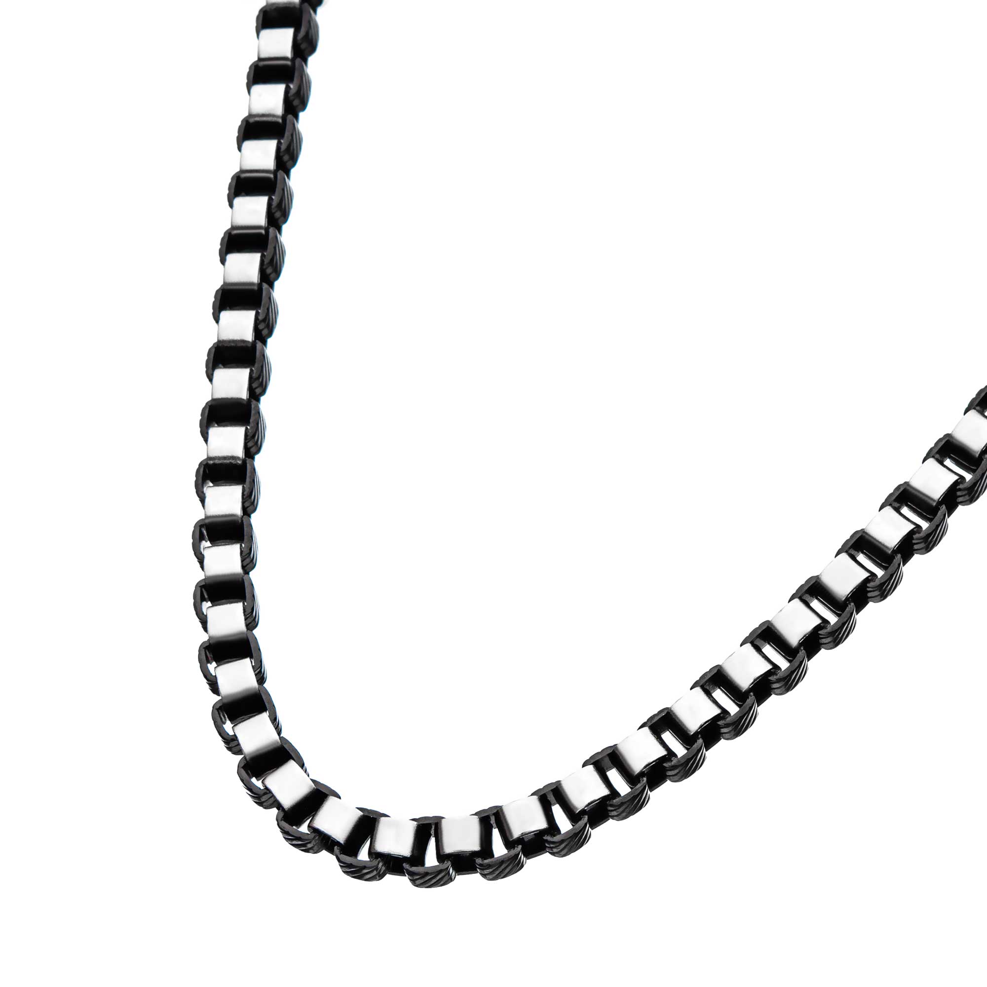 Stainless Steel Black Plated 5.5mm Round Box Chain with Lobster Clasp Image 3 Midtown Diamonds Reno, NV