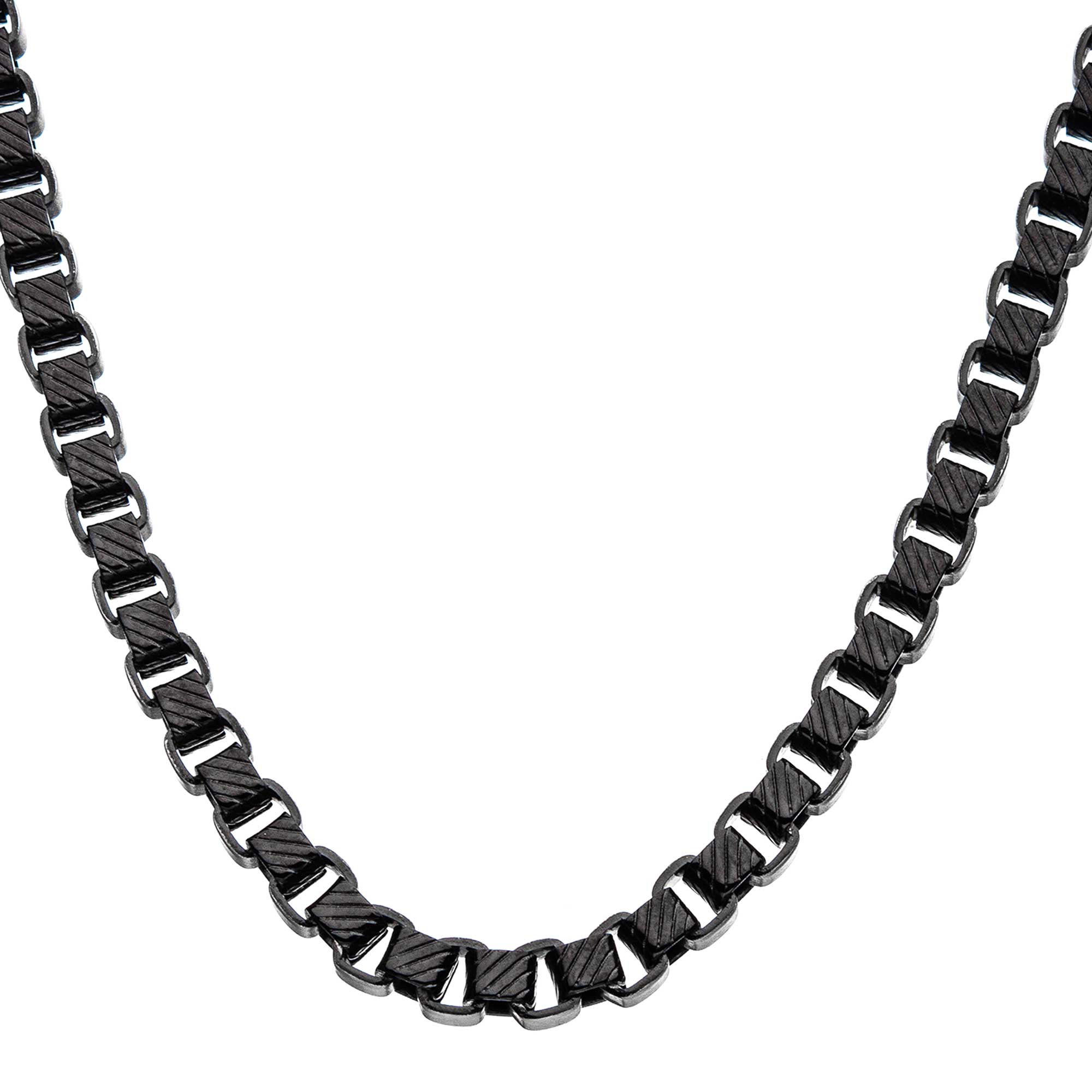 Steel 5.5mm Black Plated Round Box Chain Necklace P.K. Bennett Jewelers Mundelein, IL
