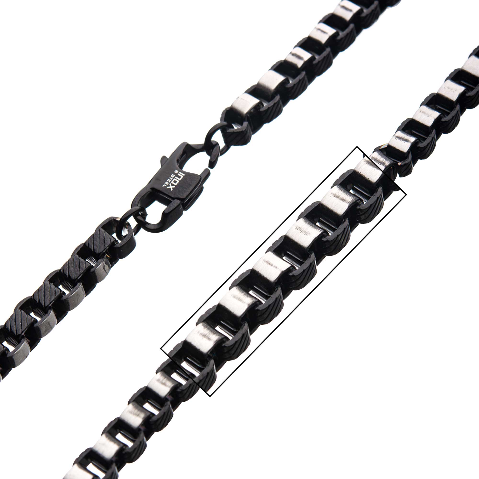 Steel 5.5mm Black Plated Round Box Chain Necklace Image 2 P.K. Bennett Jewelers Mundelein, IL