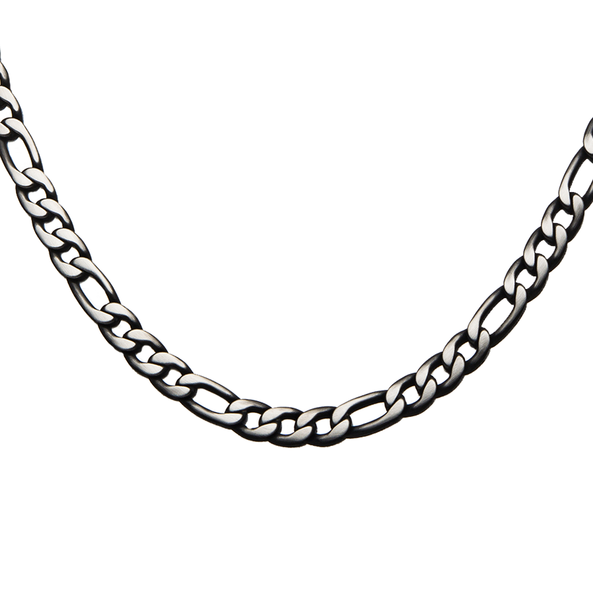 Black Plated Figaro Chain Necklace Image 2 Ken Walker Jewelers Gig Harbor, WA