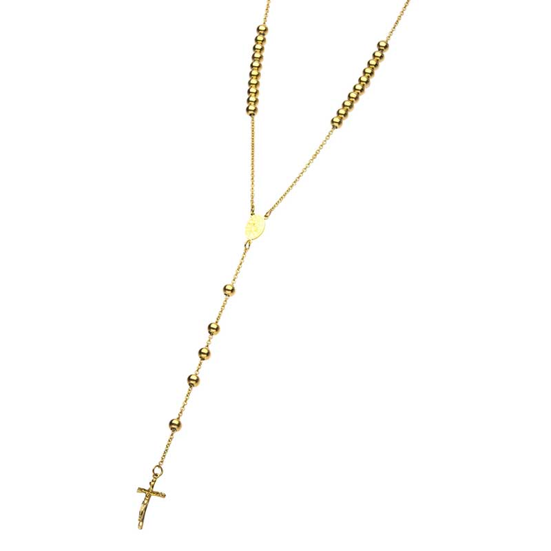 Gold Plated Rosary Chain Necklace Image 2 Milano Jewelers Pembroke Pines, FL